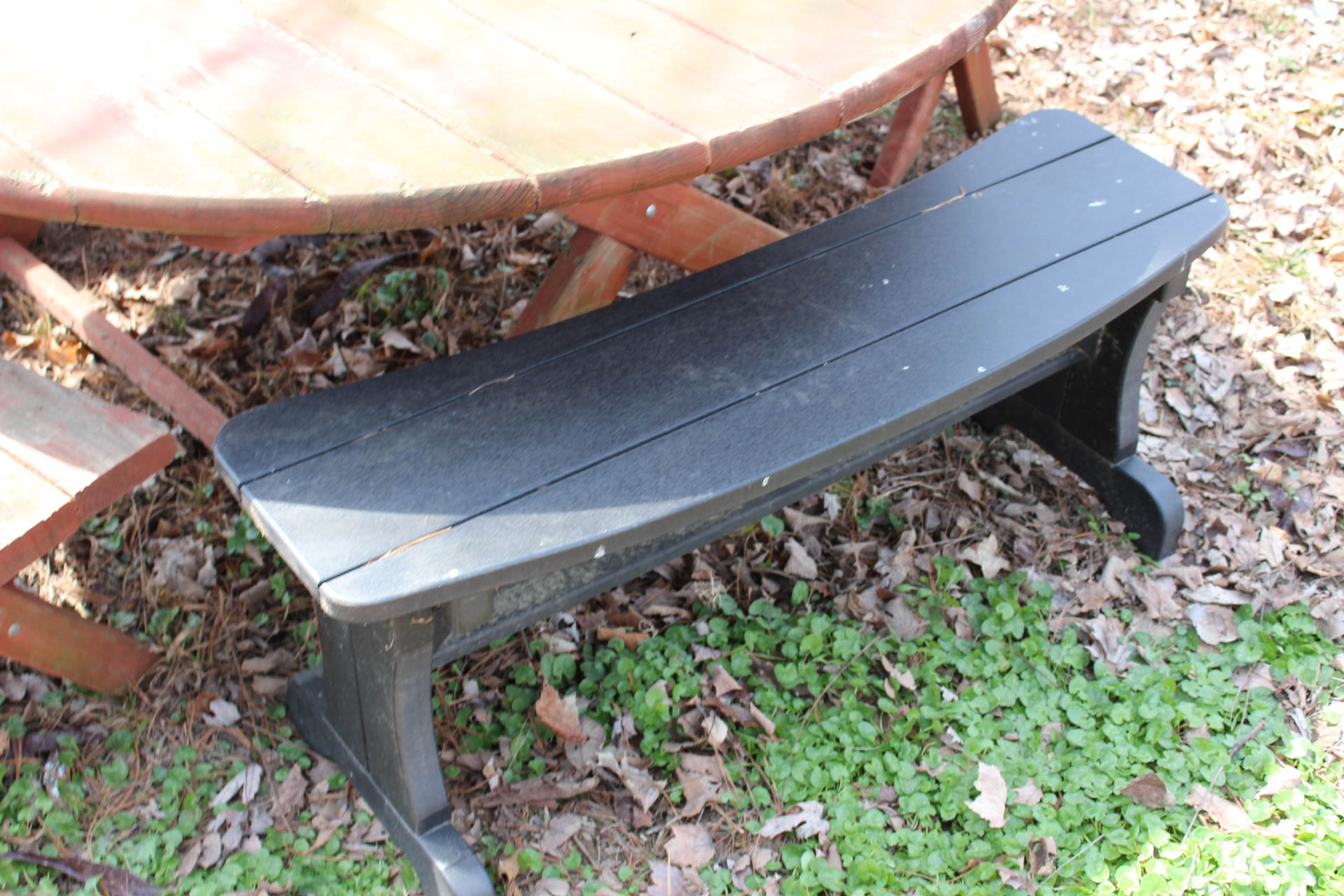 Round Redwood Picnic Table