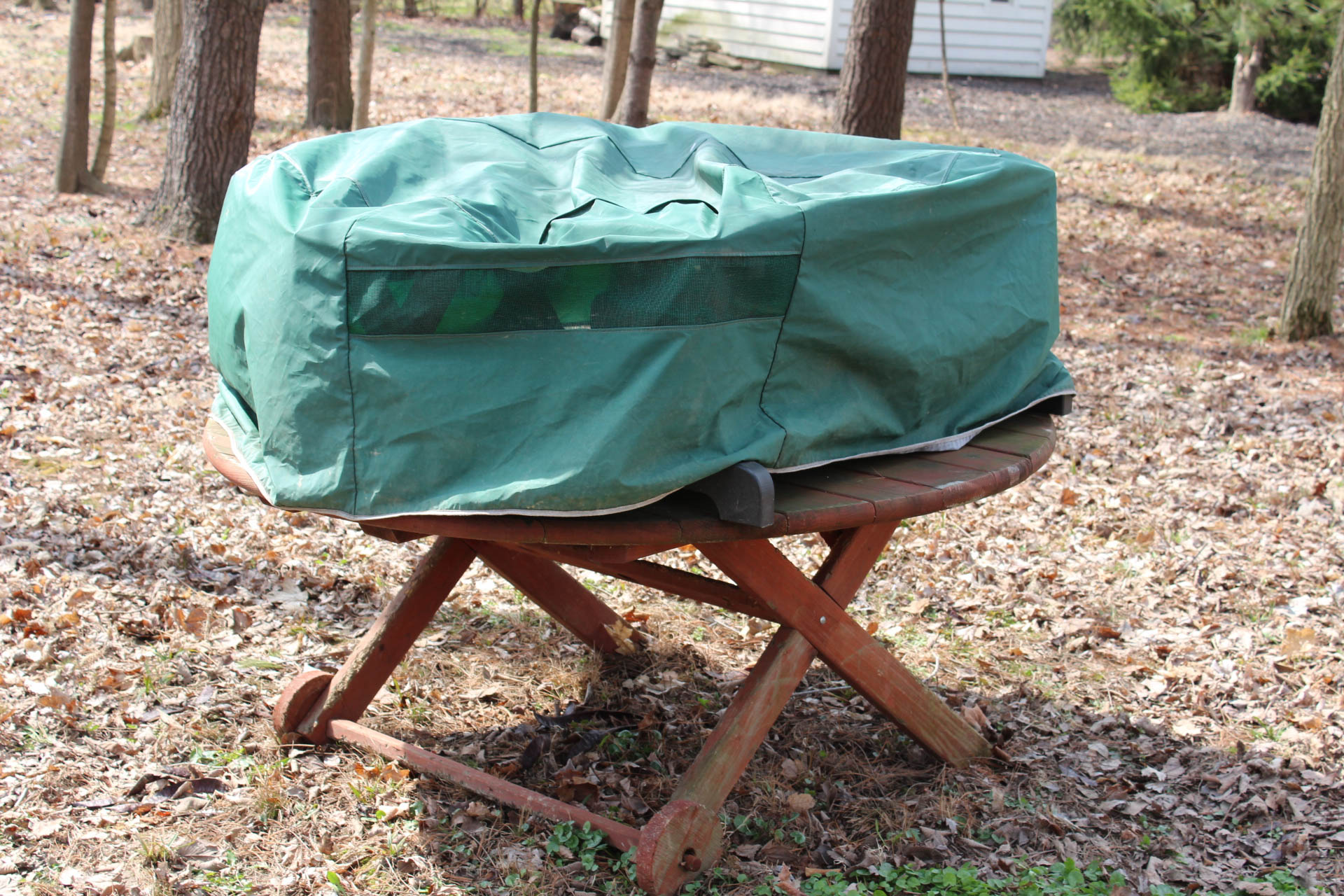 Round Redwood Picnic Table