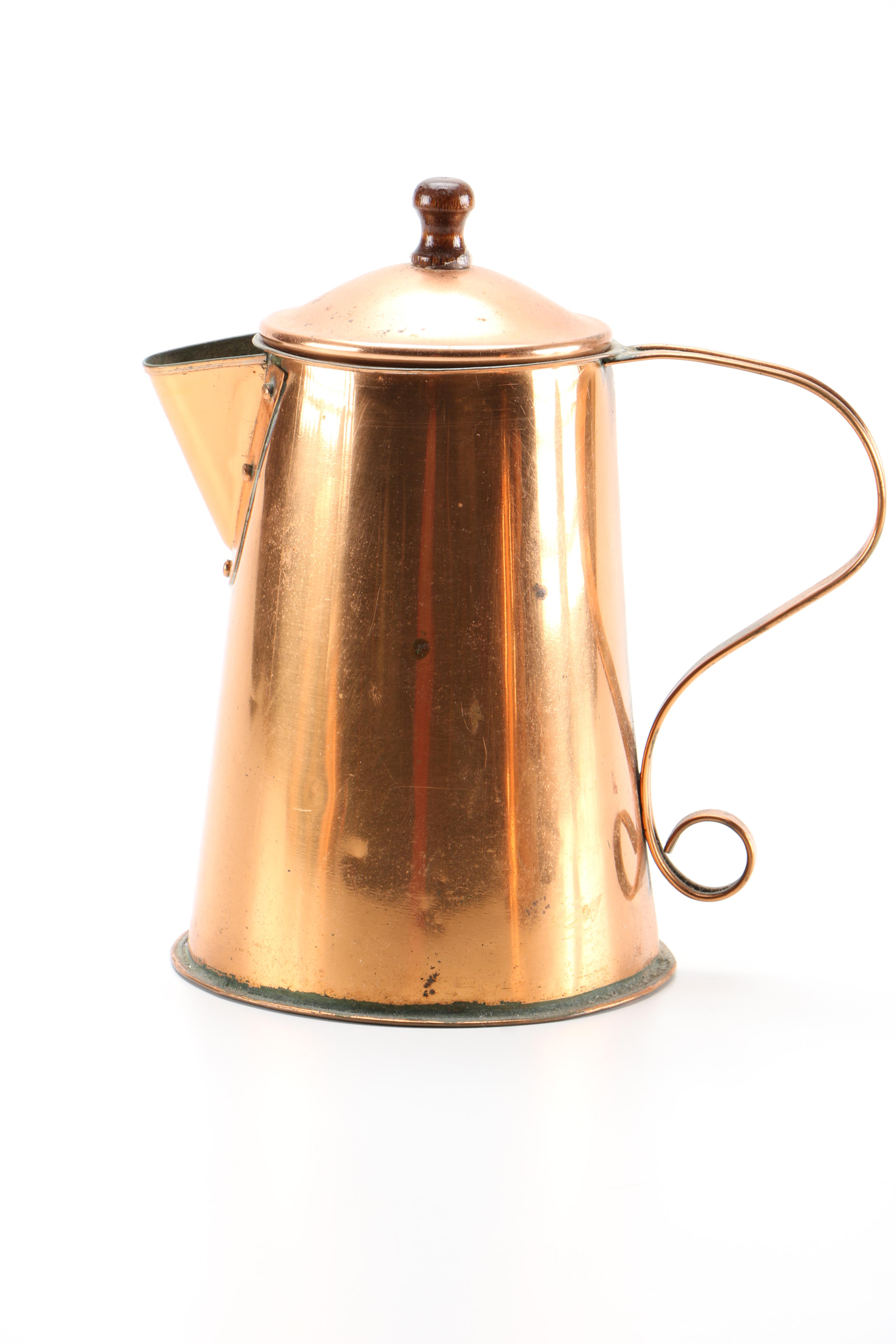 Collection of Copper and Copper Plate Tableware Featuring Paul Revere