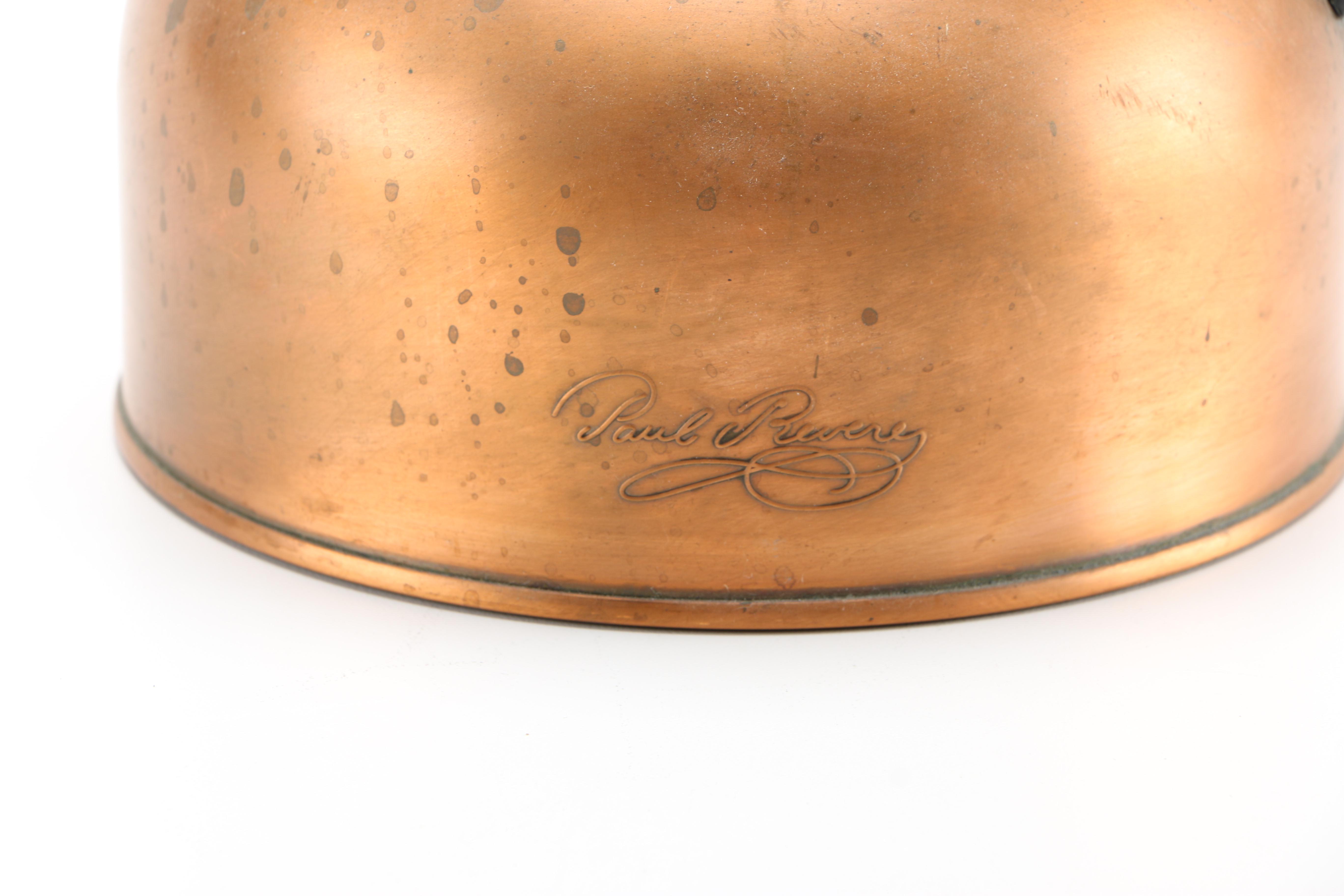 Collection of Copper and Copper Plate Tableware Featuring Paul Revere