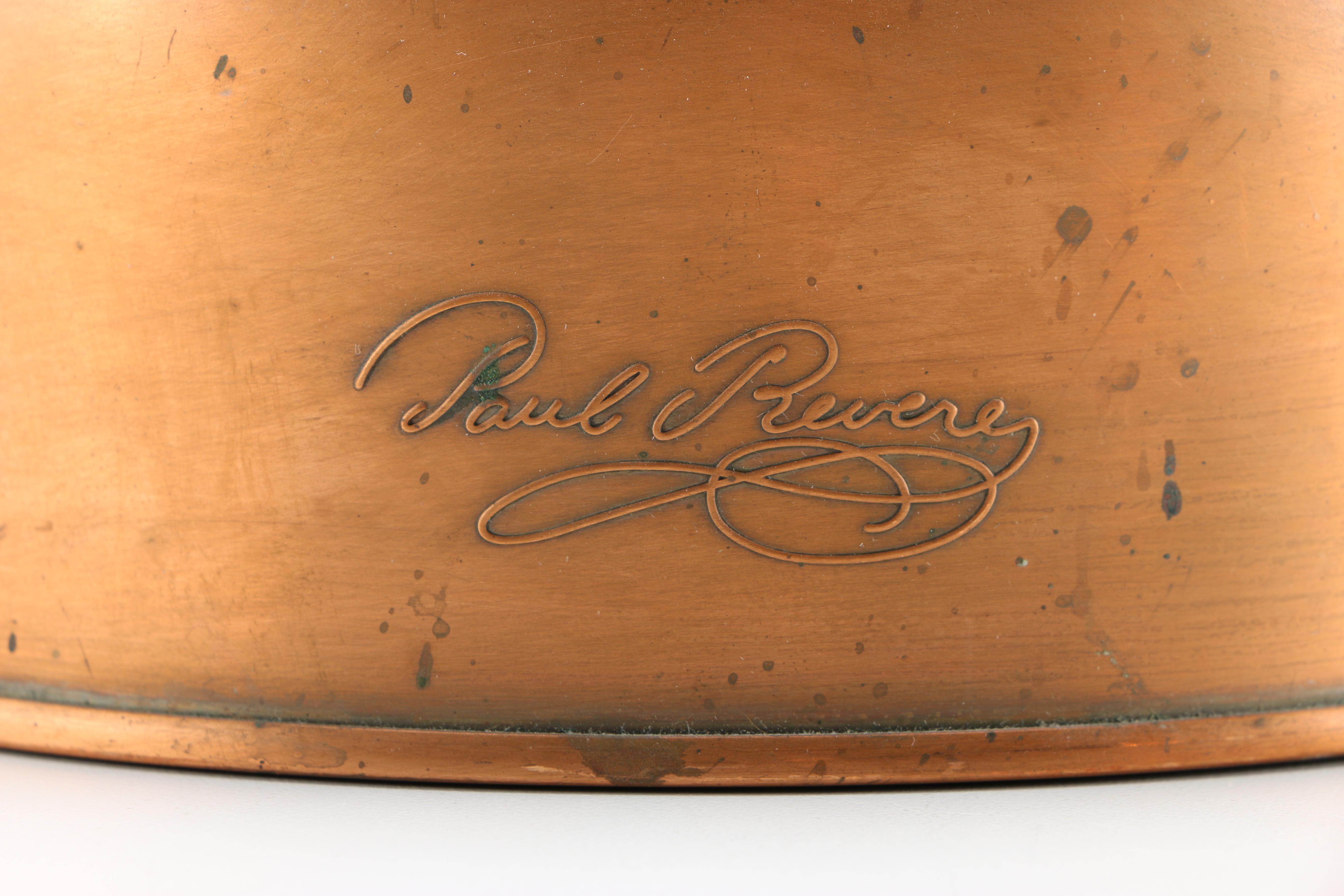 Collection of Copper and Copper Plate Tableware Featuring Paul Revere
