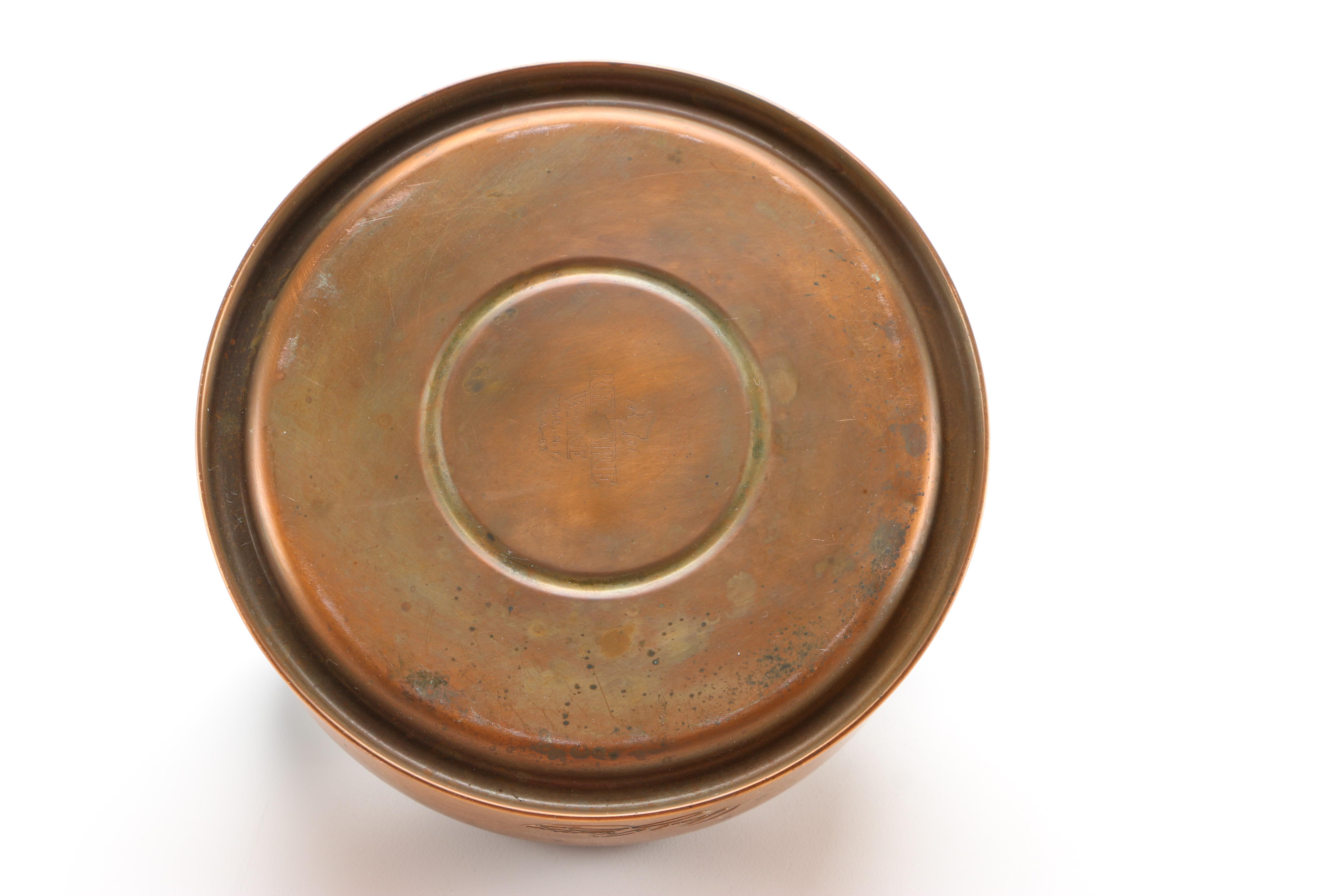 Collection of Copper and Copper Plate Tableware Featuring Paul Revere