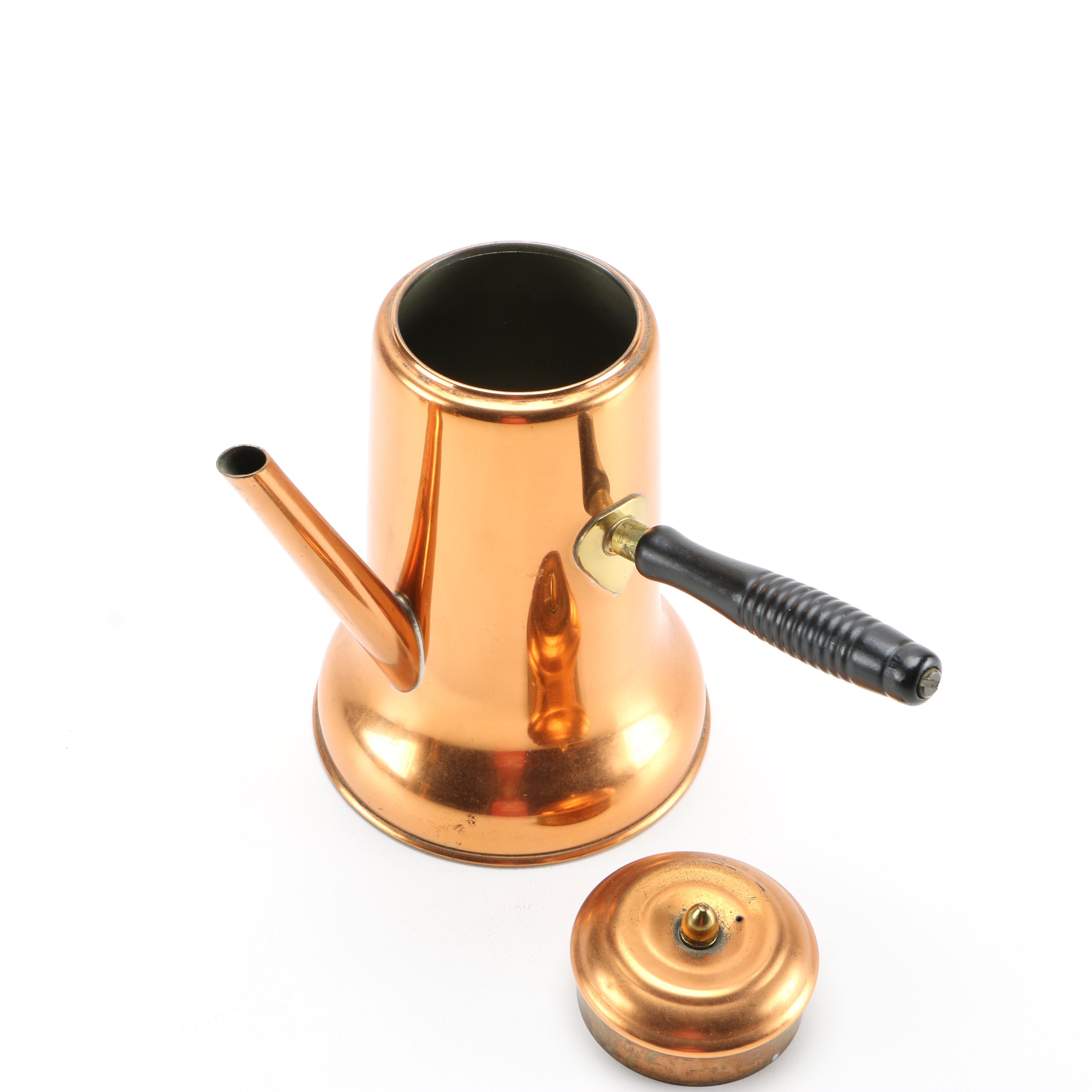 Collection of Copper and Copper Plate Tableware Featuring Paul Revere