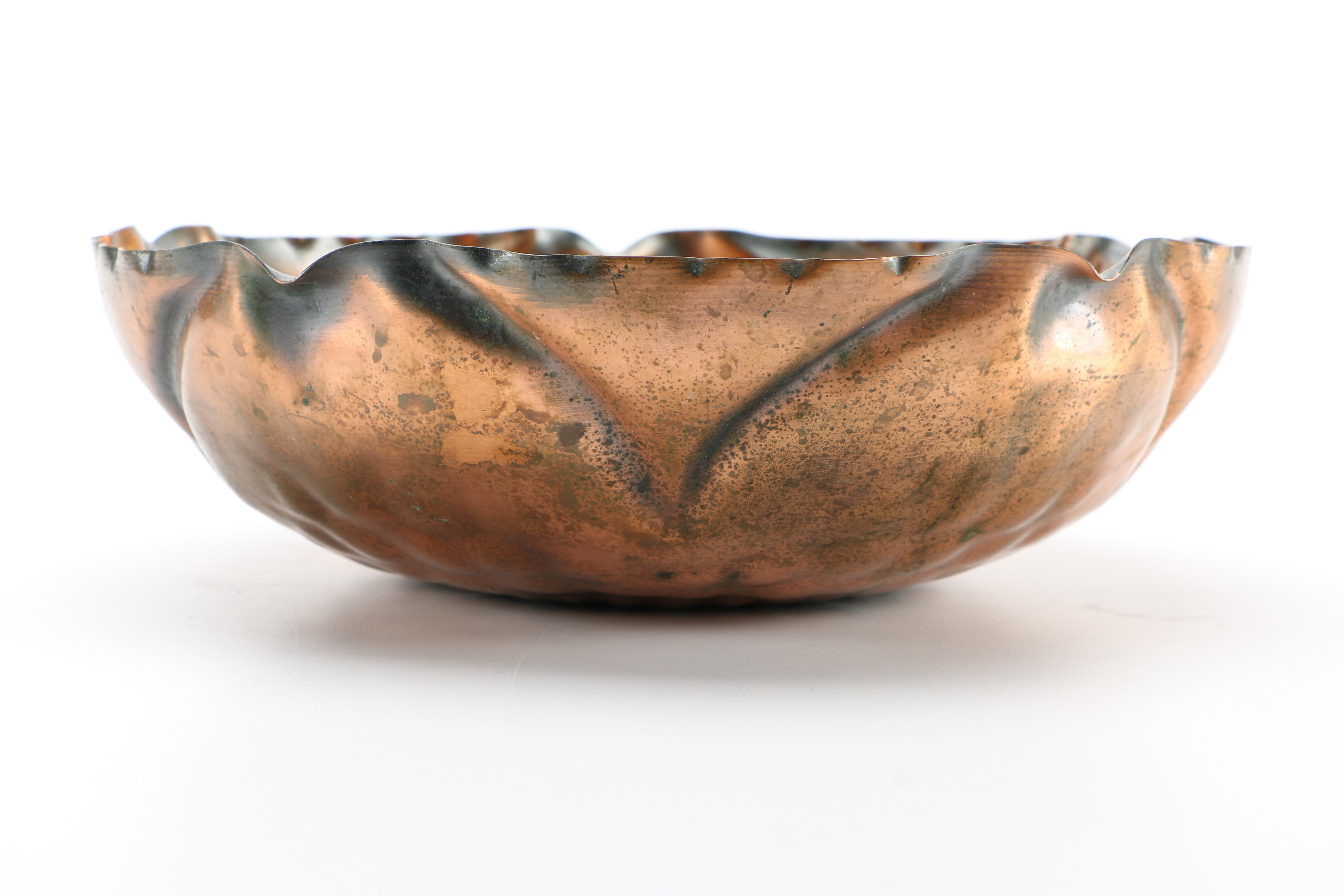 Collection of Copper and Copper Plate Tableware Featuring Paul Revere