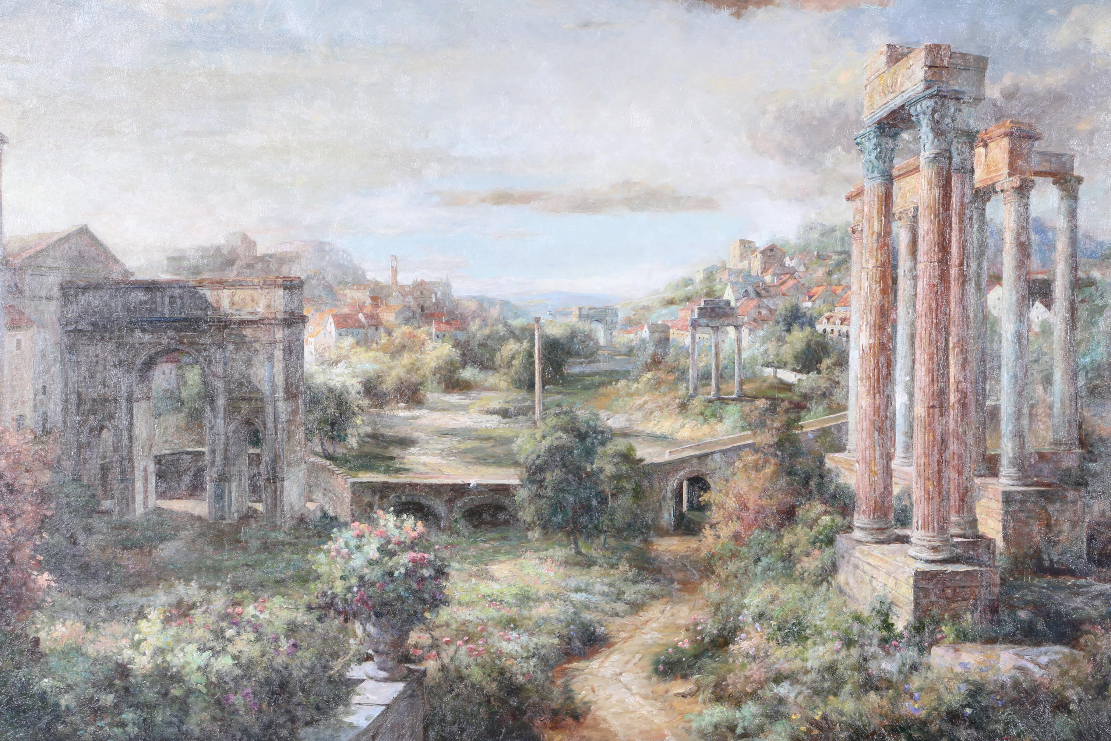 Oil Painting on Canvas of European Architecture