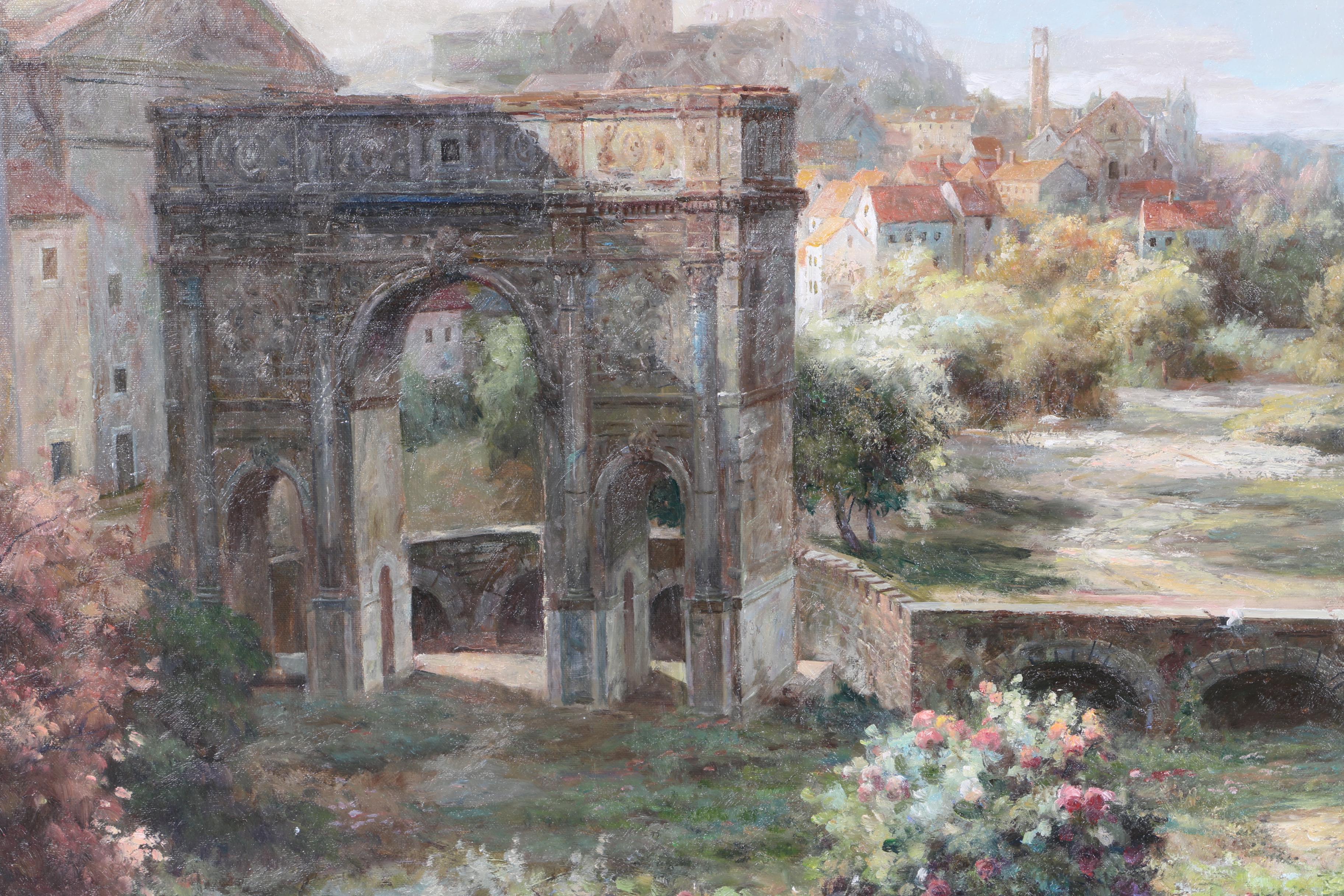 Oil Painting on Canvas of European Architecture