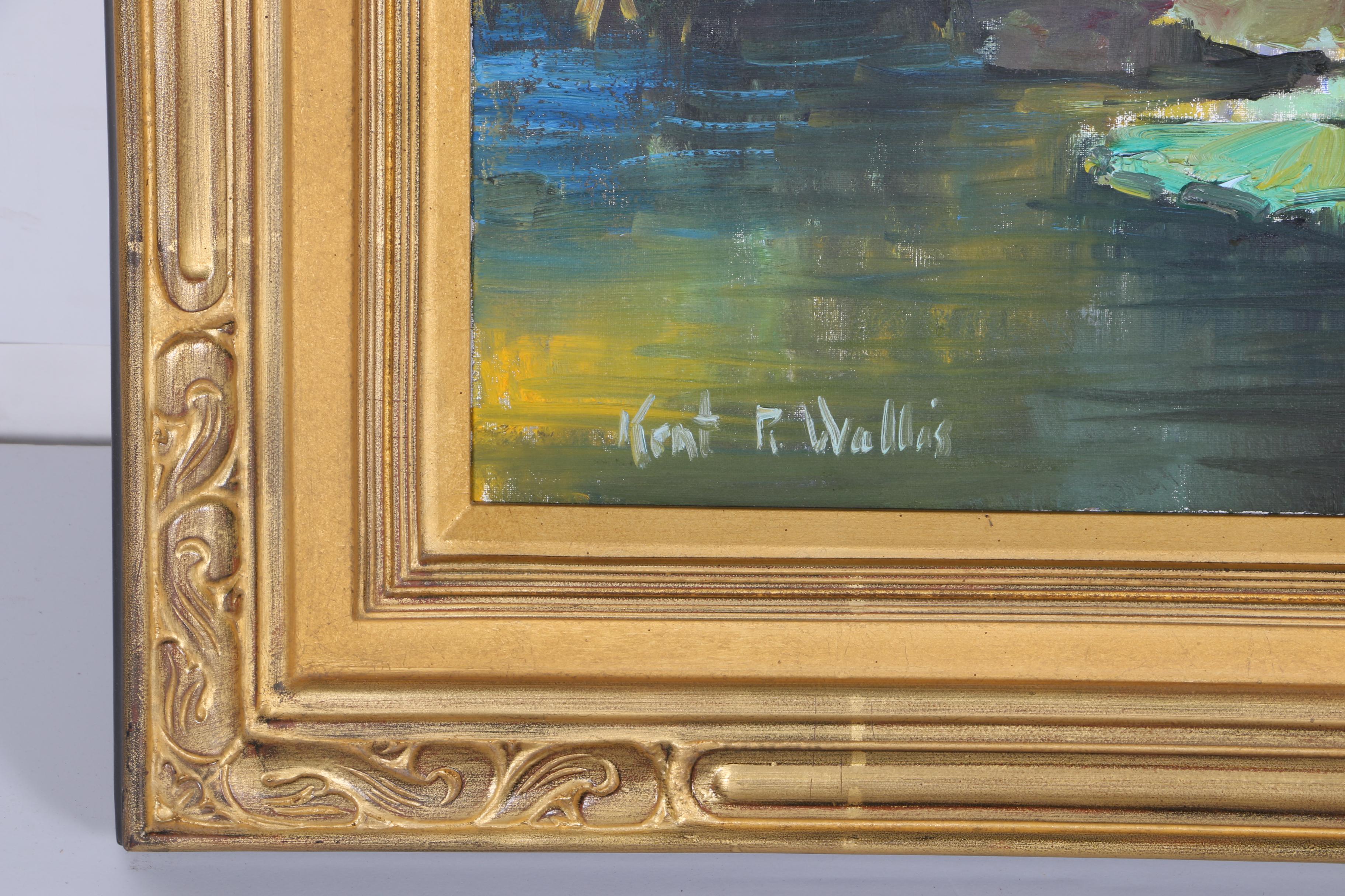 Kent R. Wallis Oil Painting on Canvas "Pink Lily"