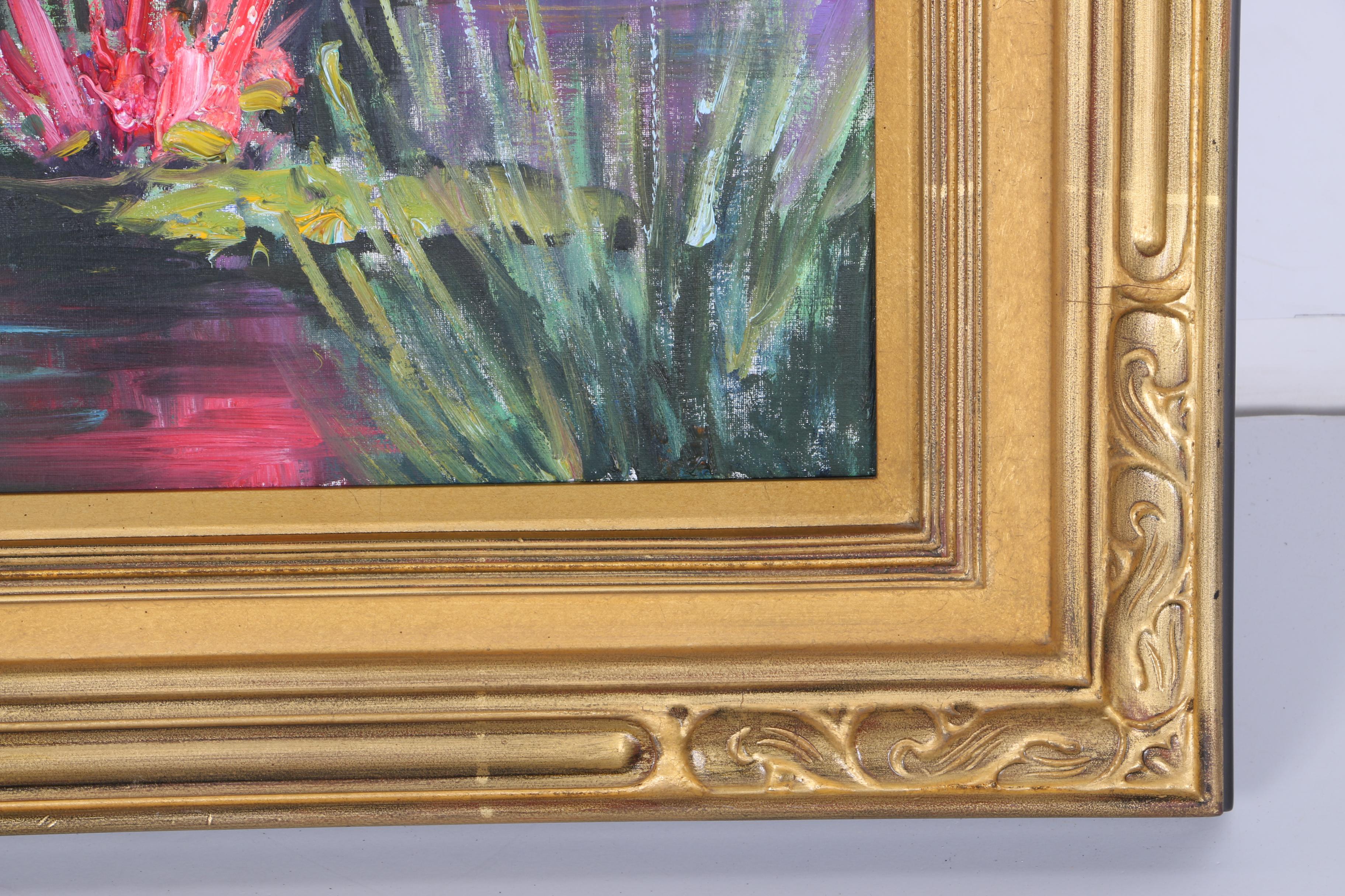 Kent R. Wallis Oil Painting on Canvas "Pink Lily"