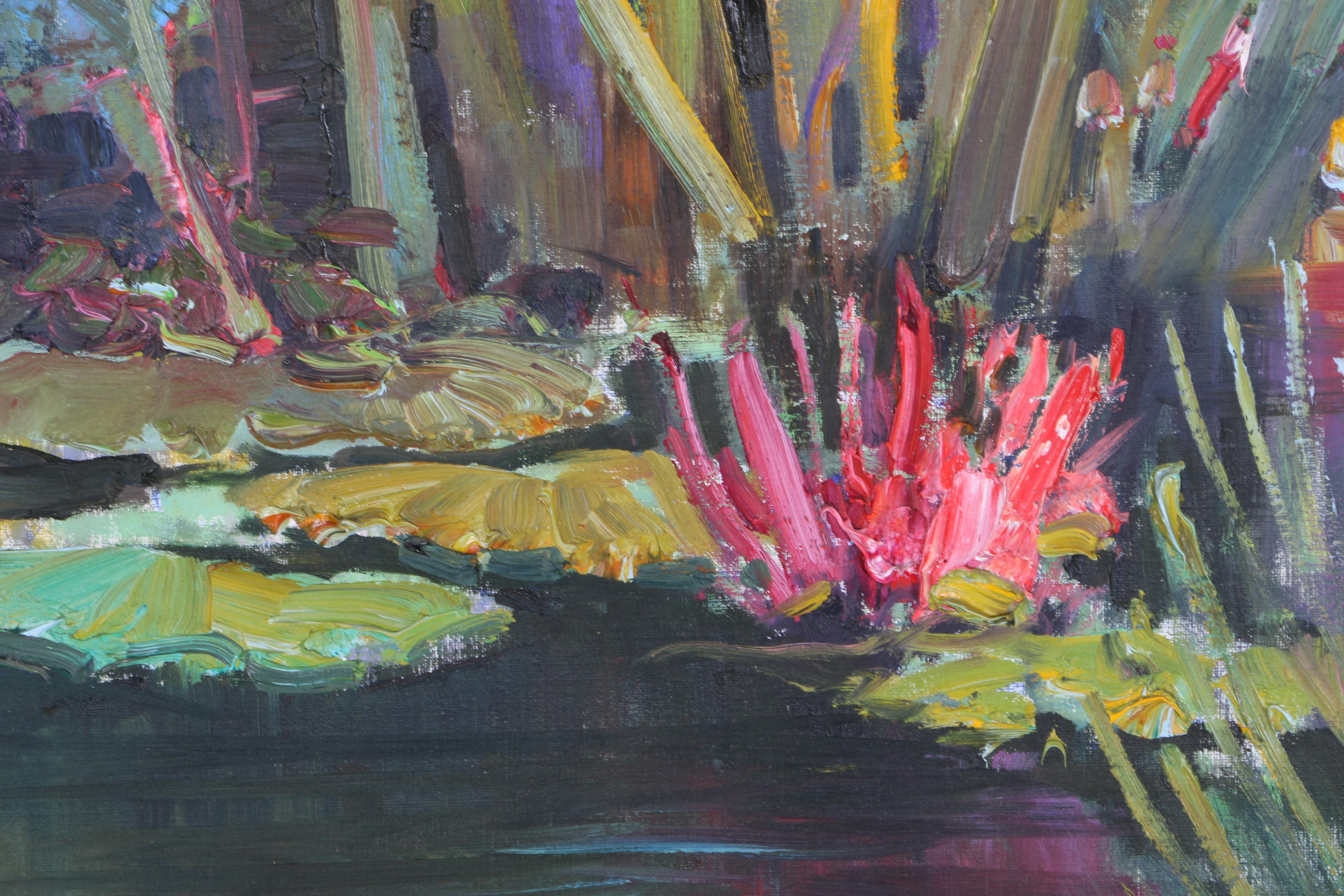 Kent R. Wallis Oil Painting on Canvas "Pink Lily"