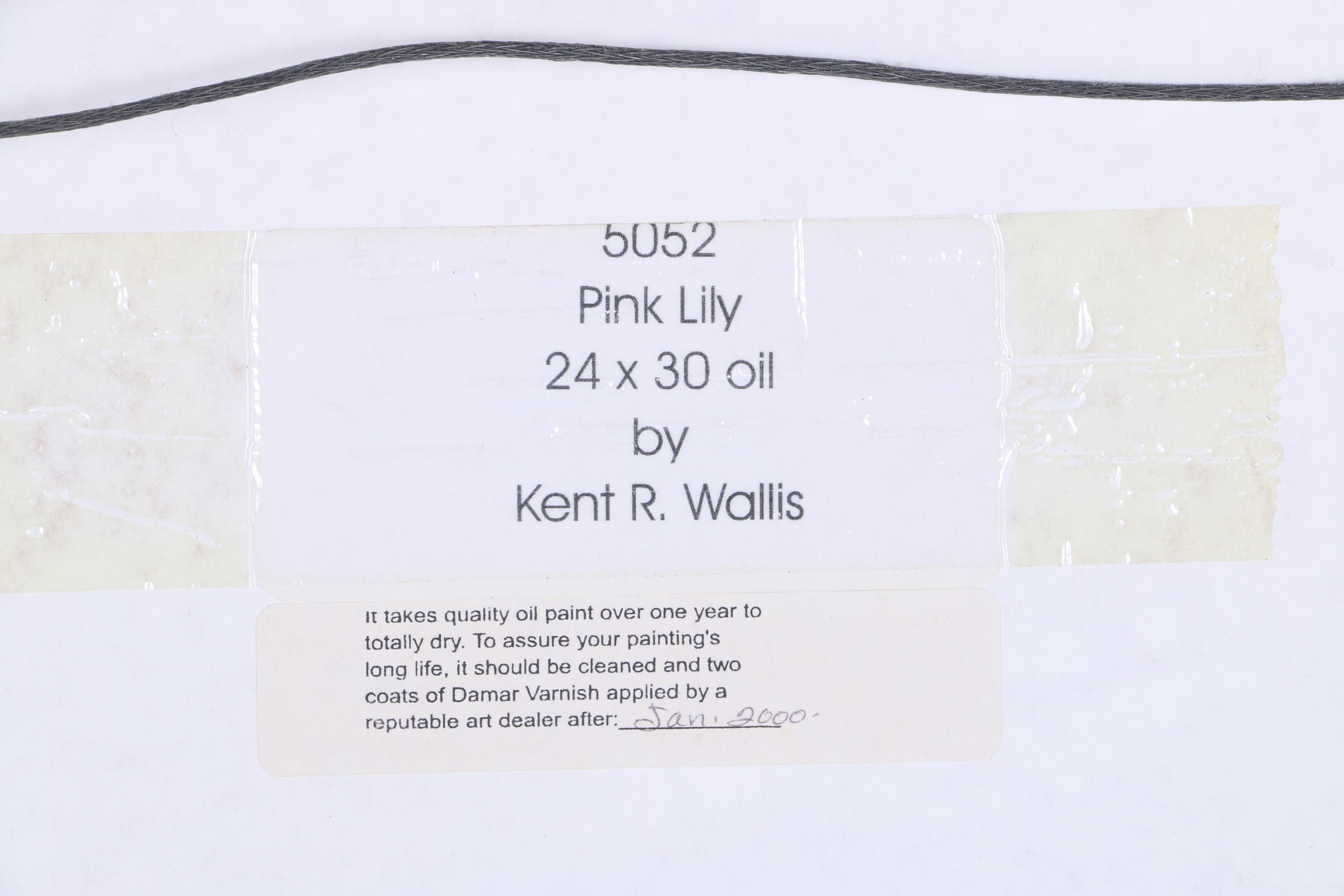 Kent R. Wallis Oil Painting on Canvas "Pink Lily"