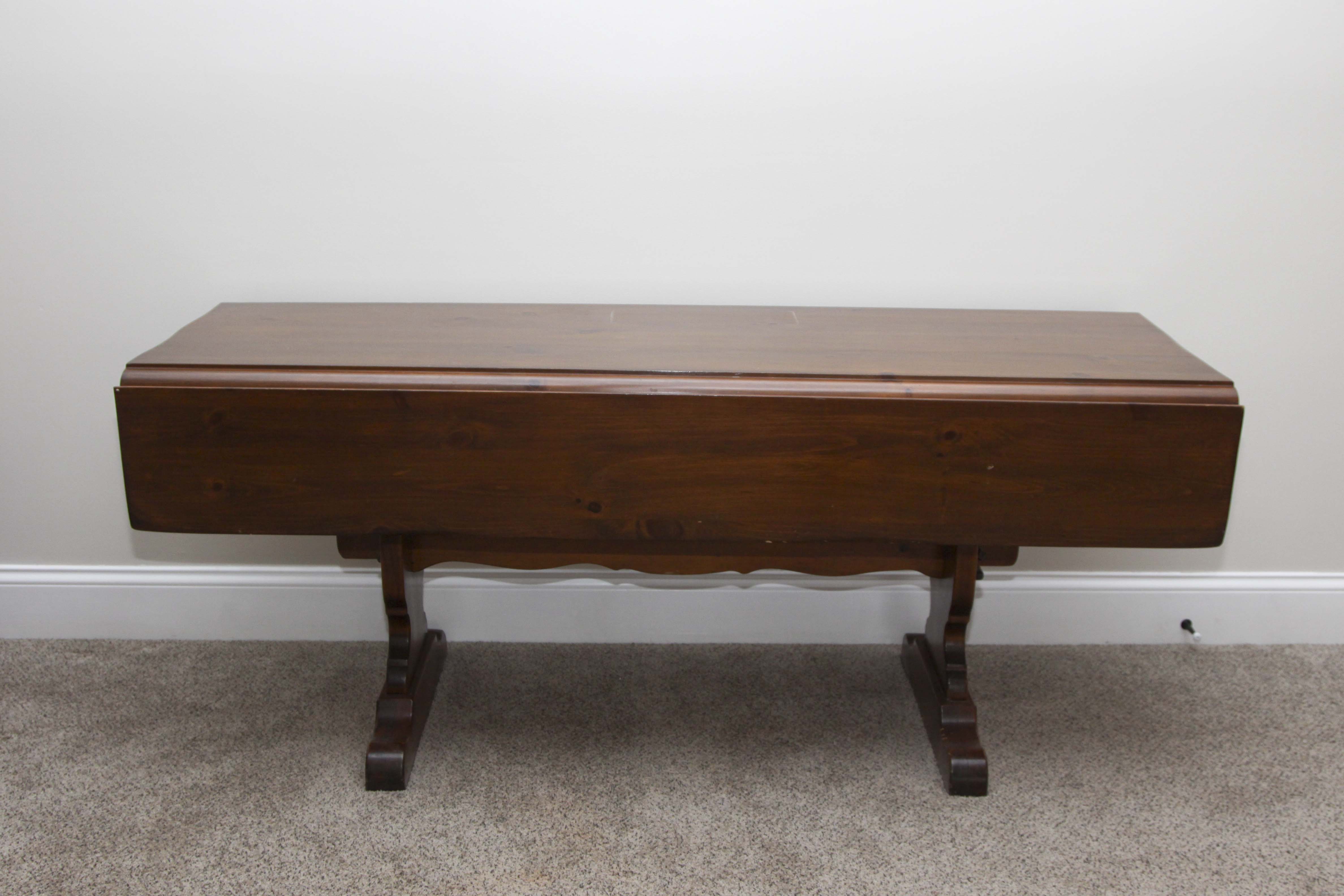 Pine Drop Leaf Trestle Table