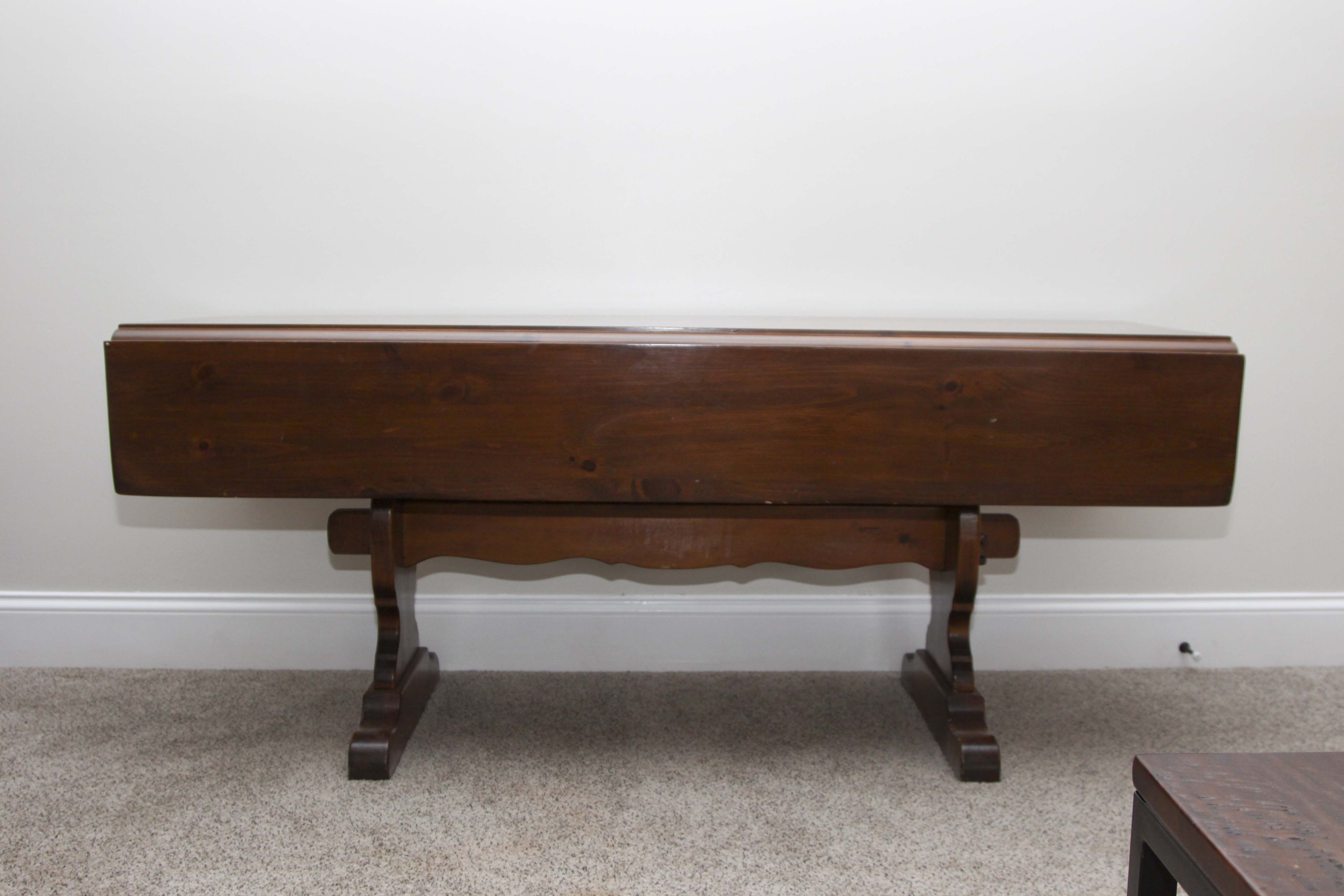 Pine Drop Leaf Trestle Table