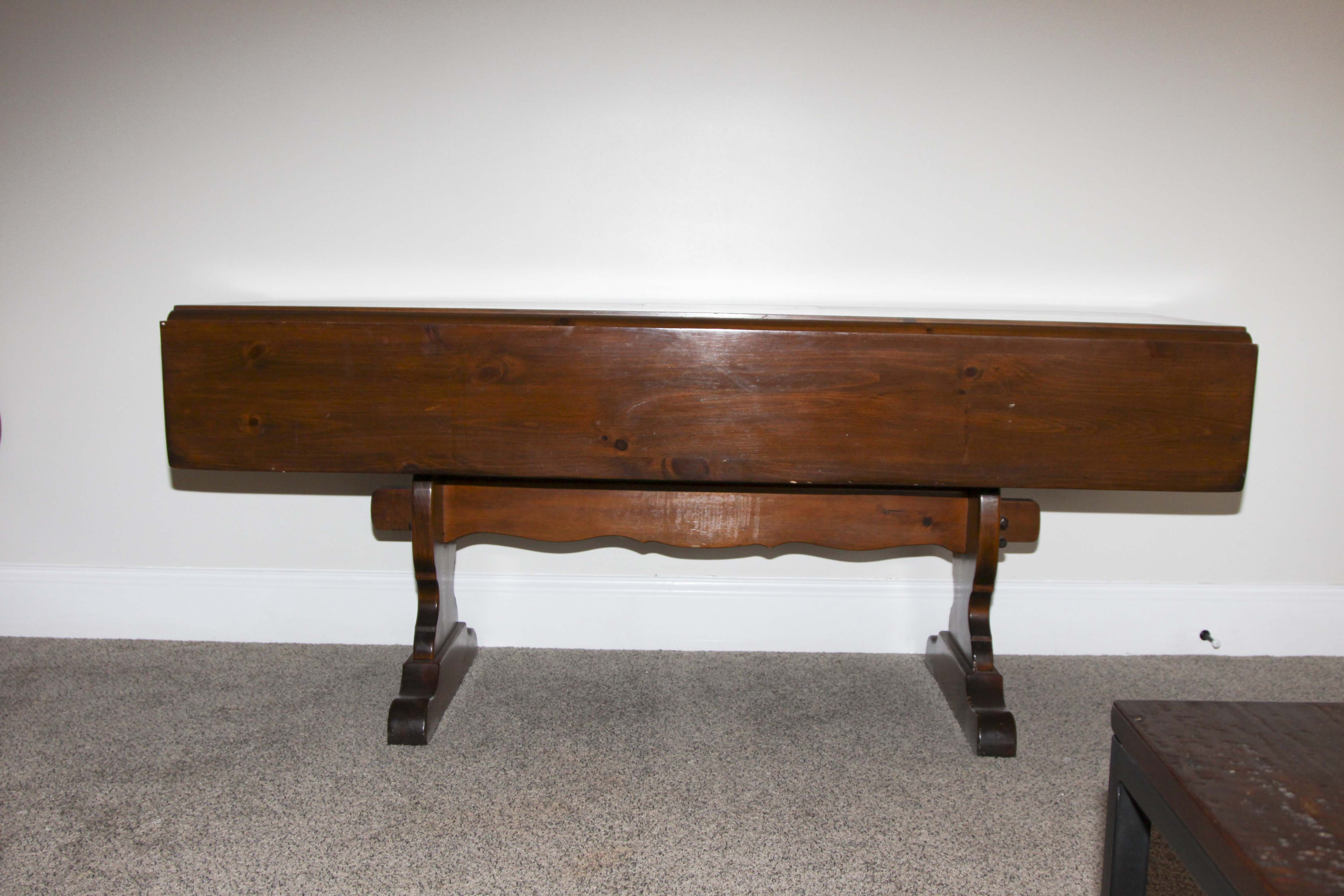 Pine Drop Leaf Trestle Table