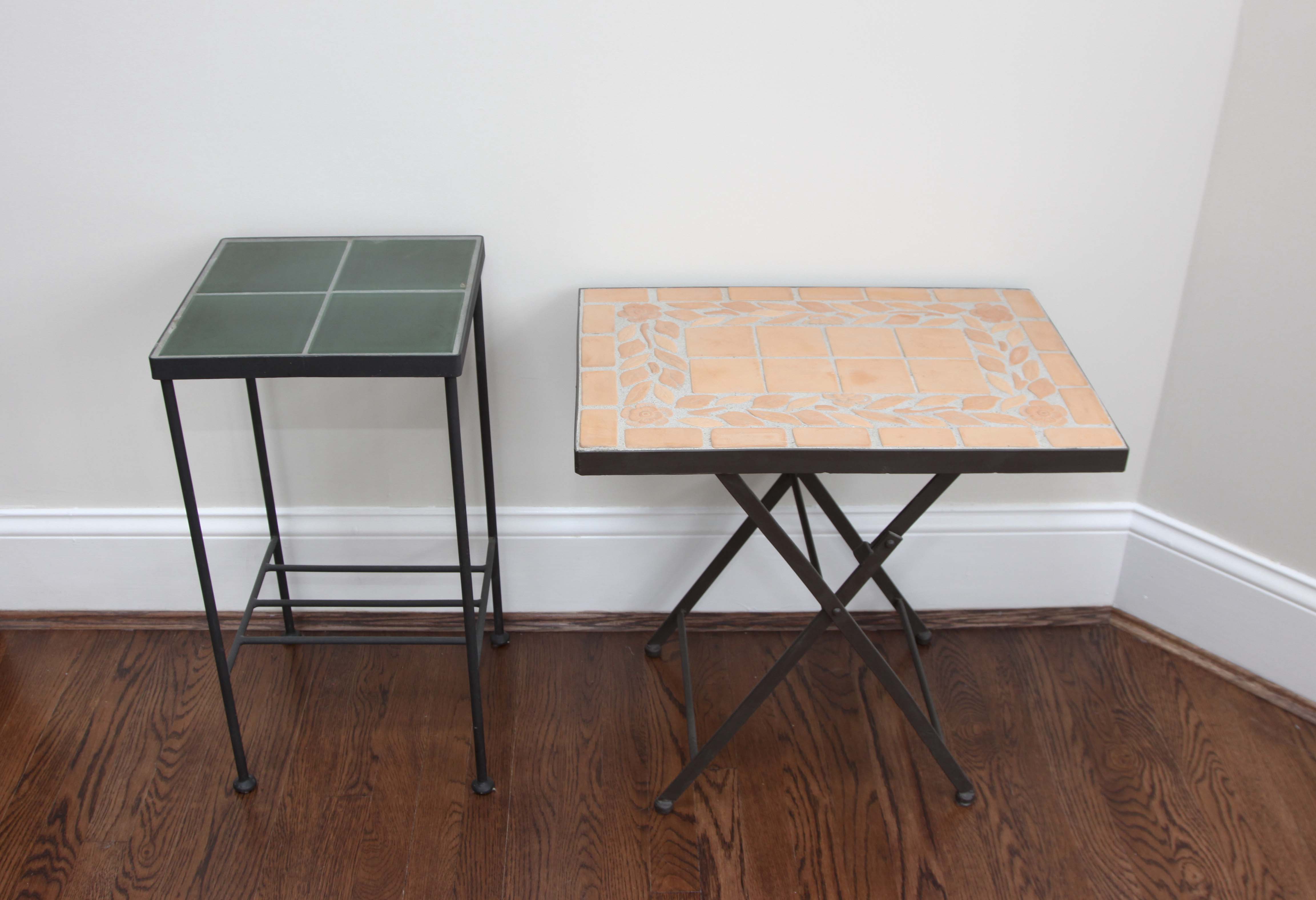 A Pair of Tile Top Accent Tables