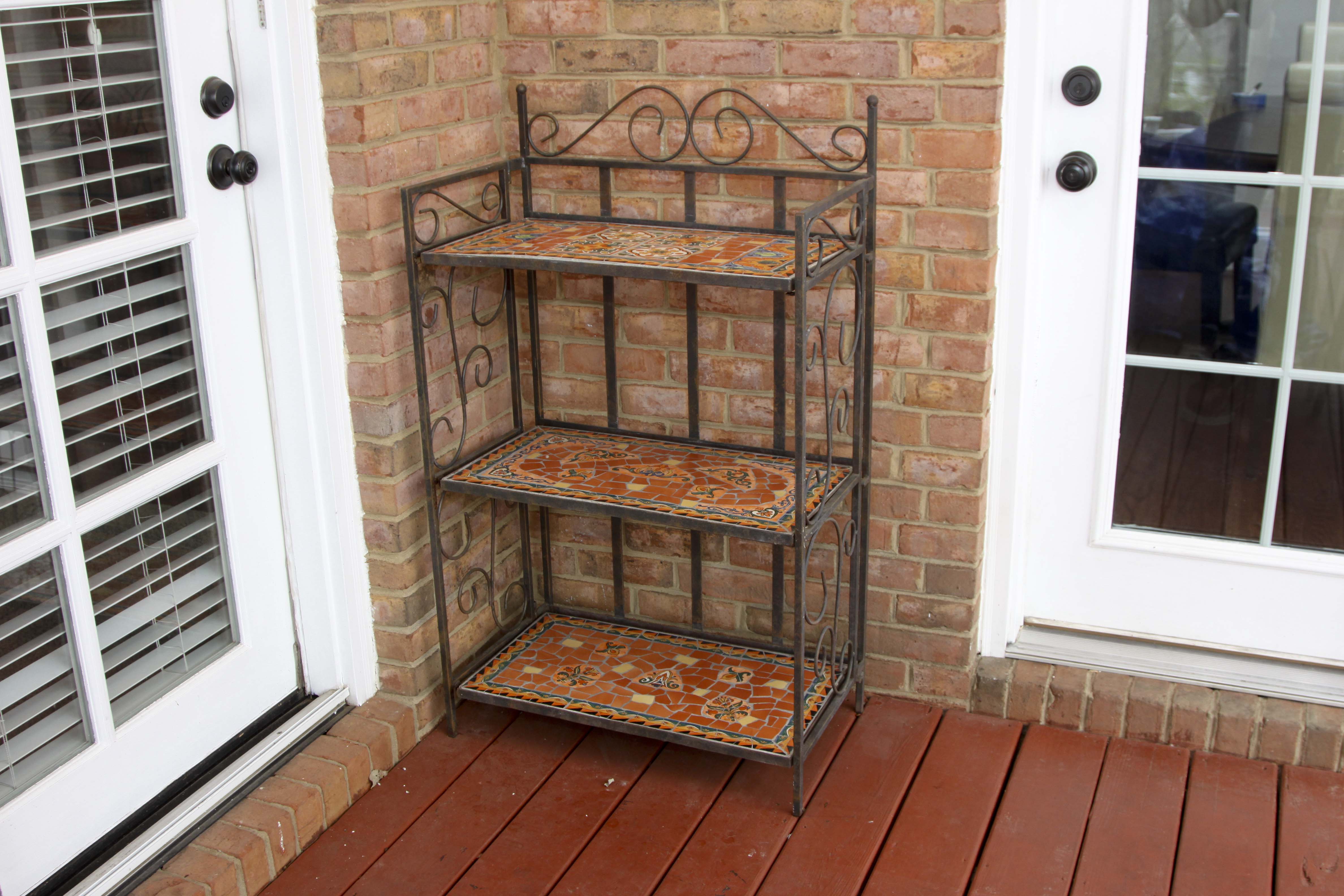 Folding Mosaic Tile Metal Shelf