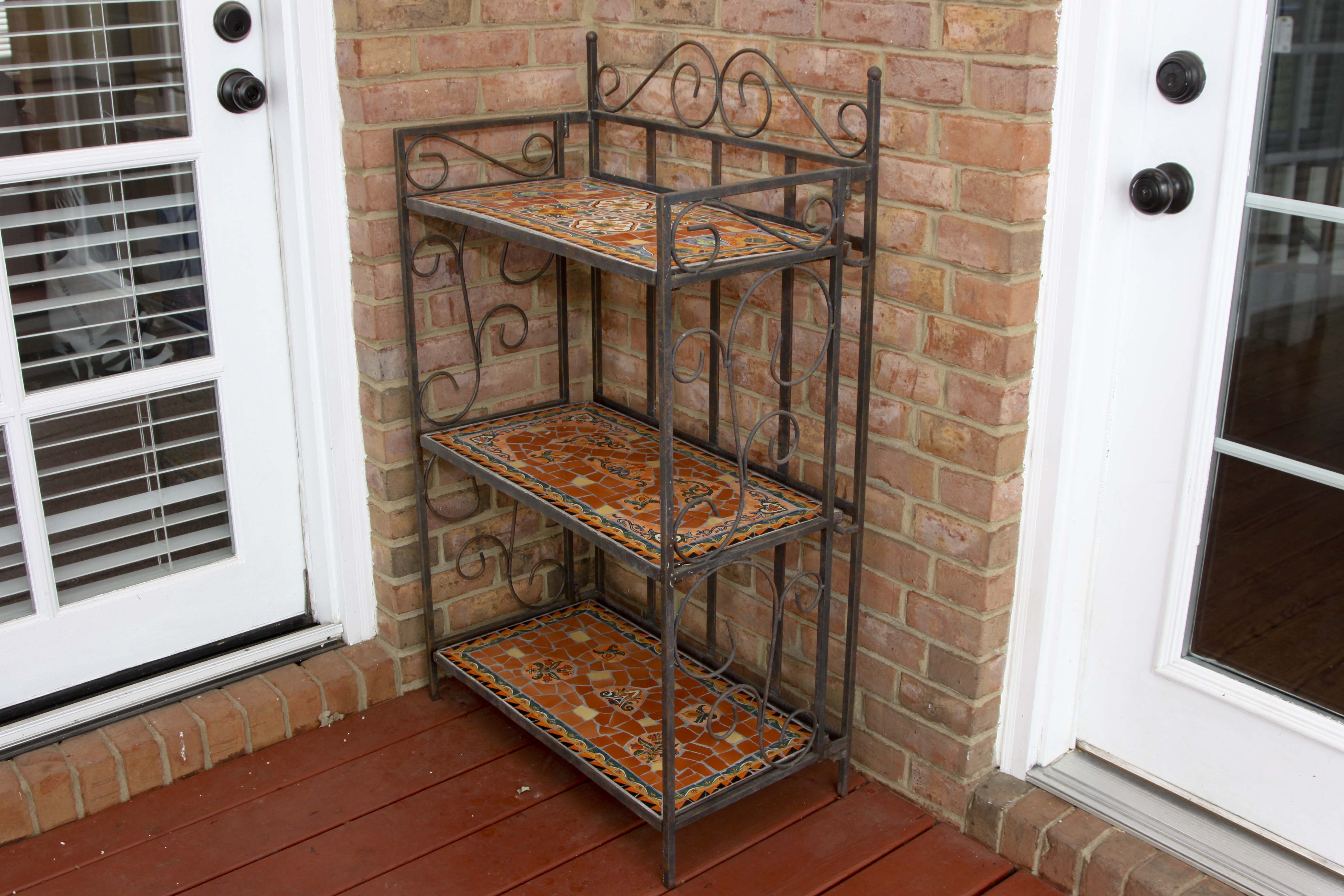 Folding Mosaic Tile Metal Shelf