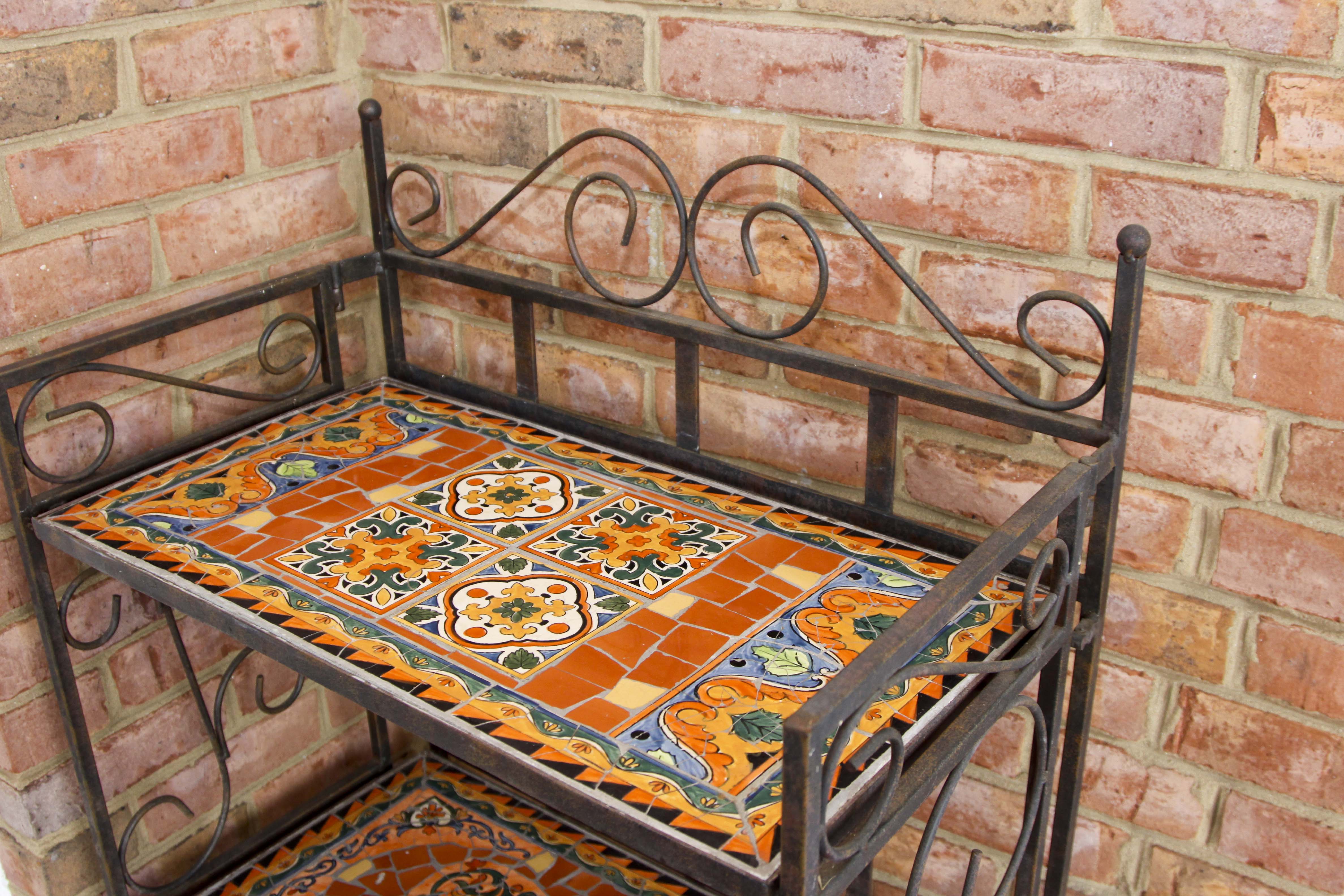 Folding Mosaic Tile Metal Shelf