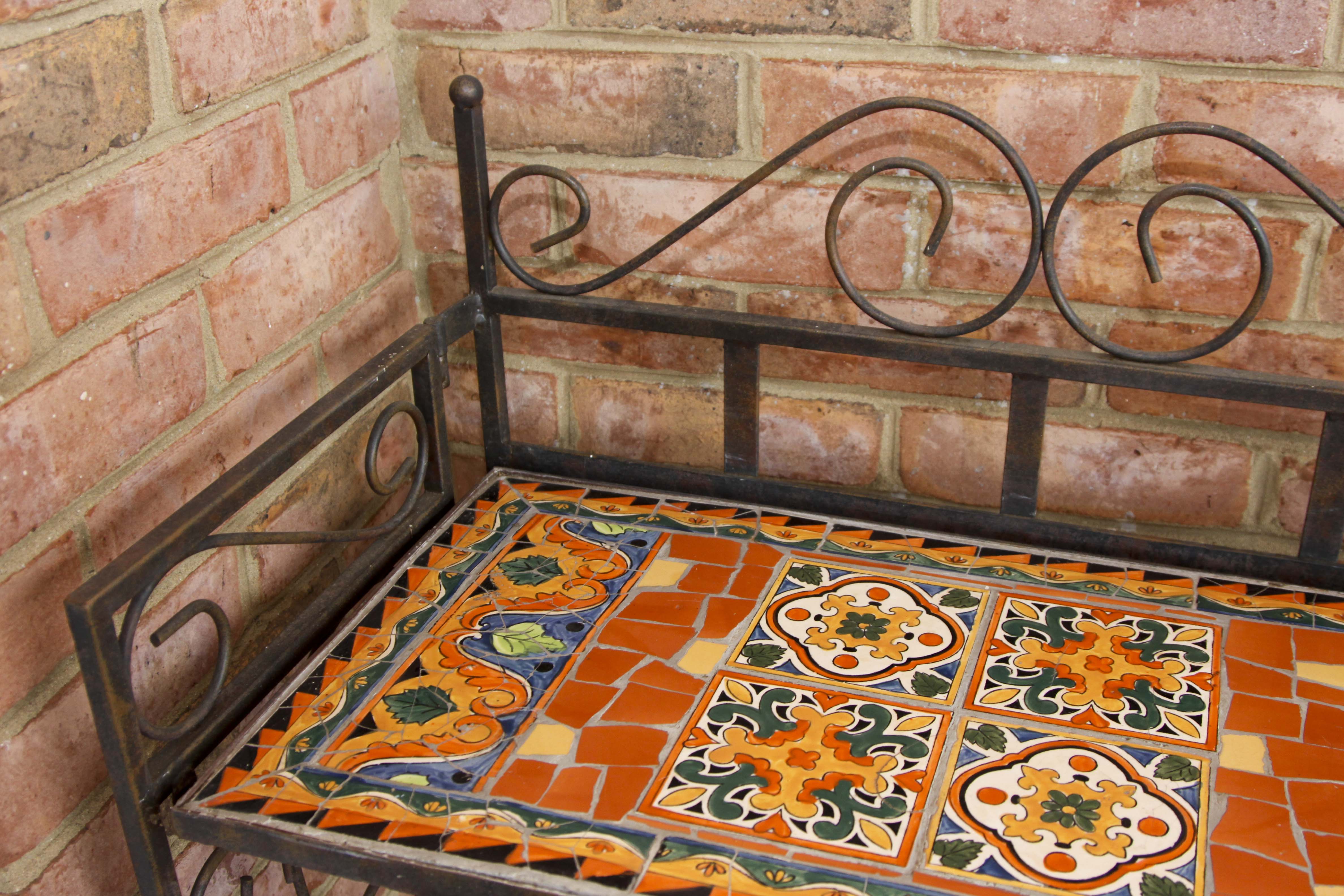 Folding Mosaic Tile Metal Shelf