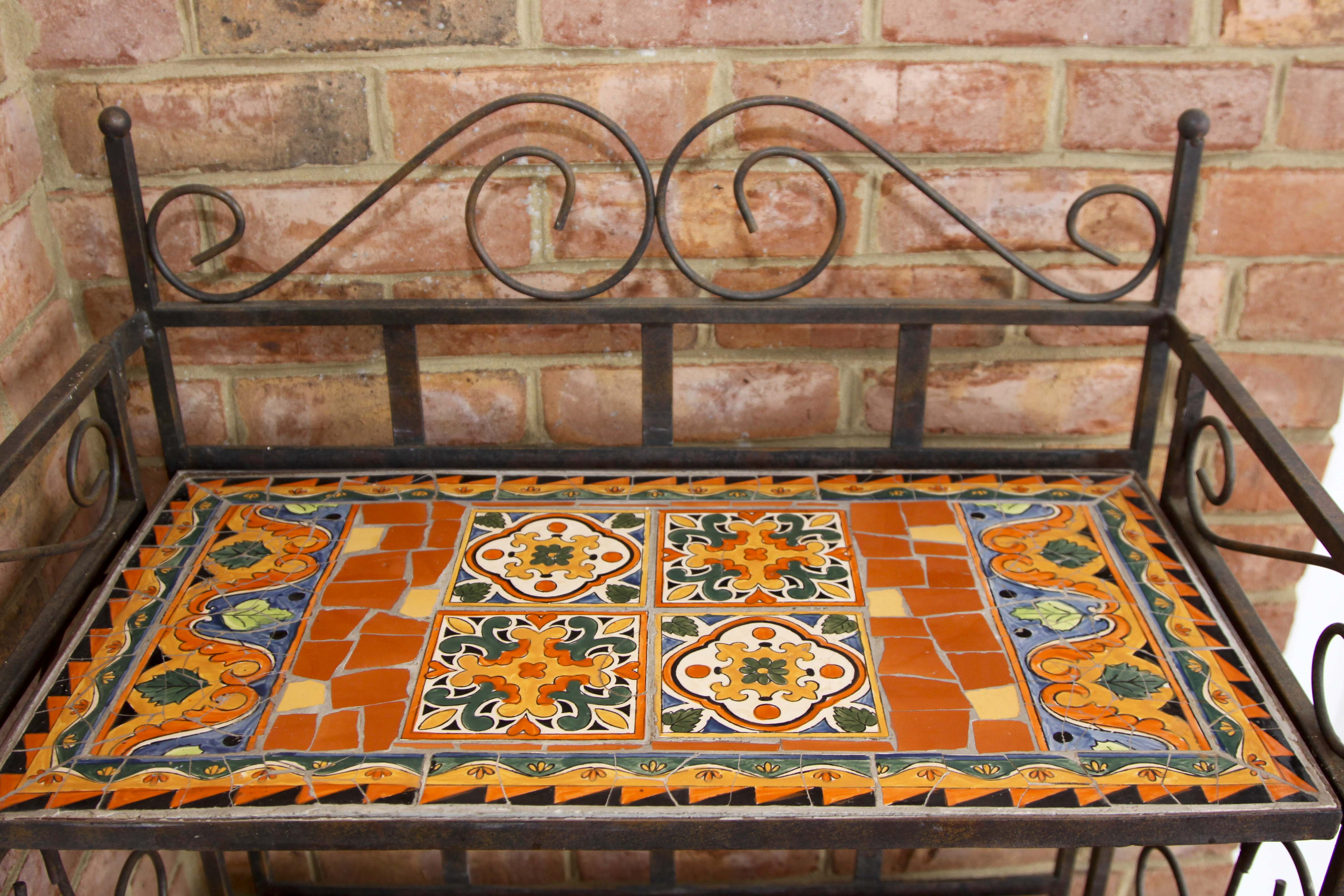 Folding Mosaic Tile Metal Shelf