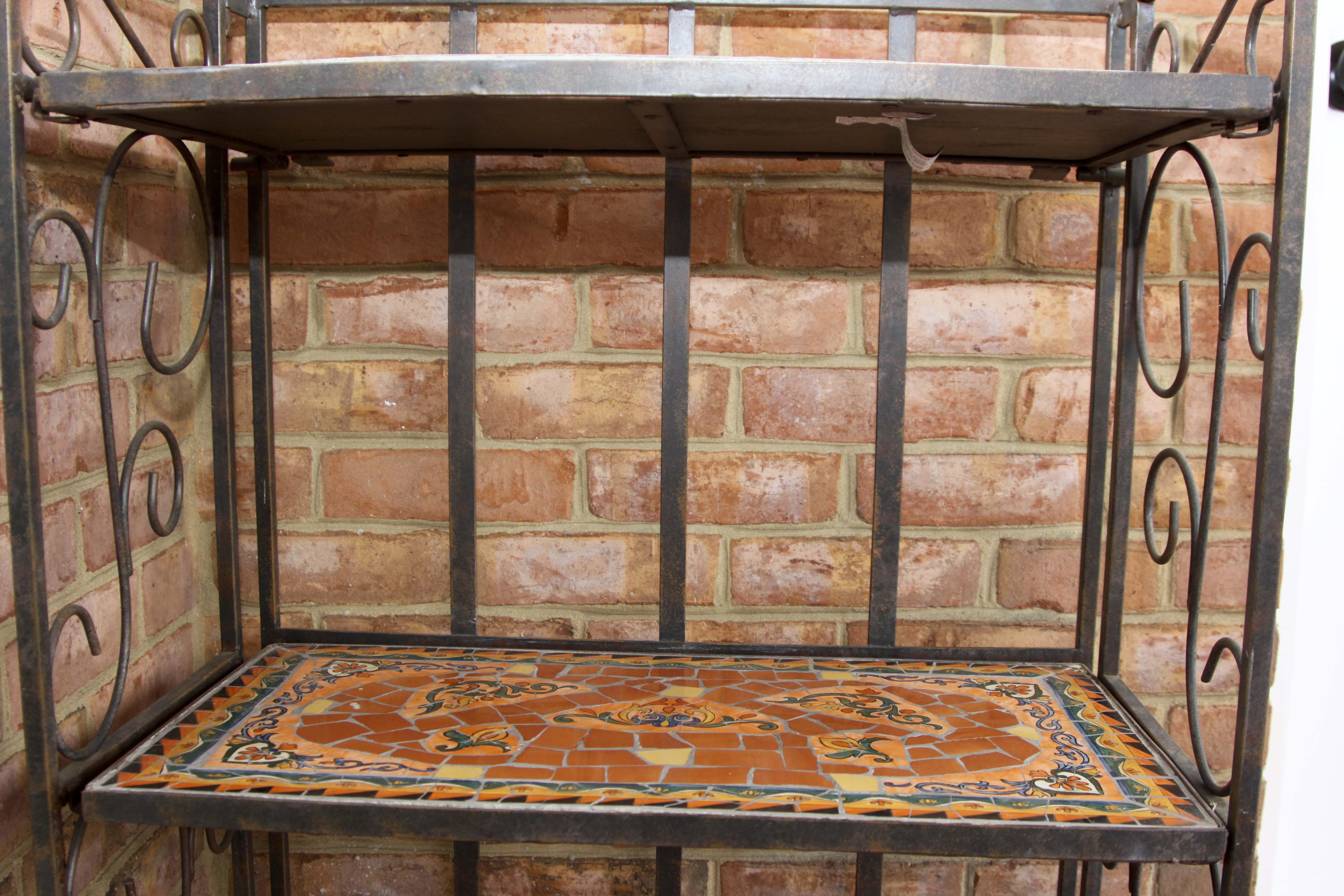 Folding Mosaic Tile Metal Shelf