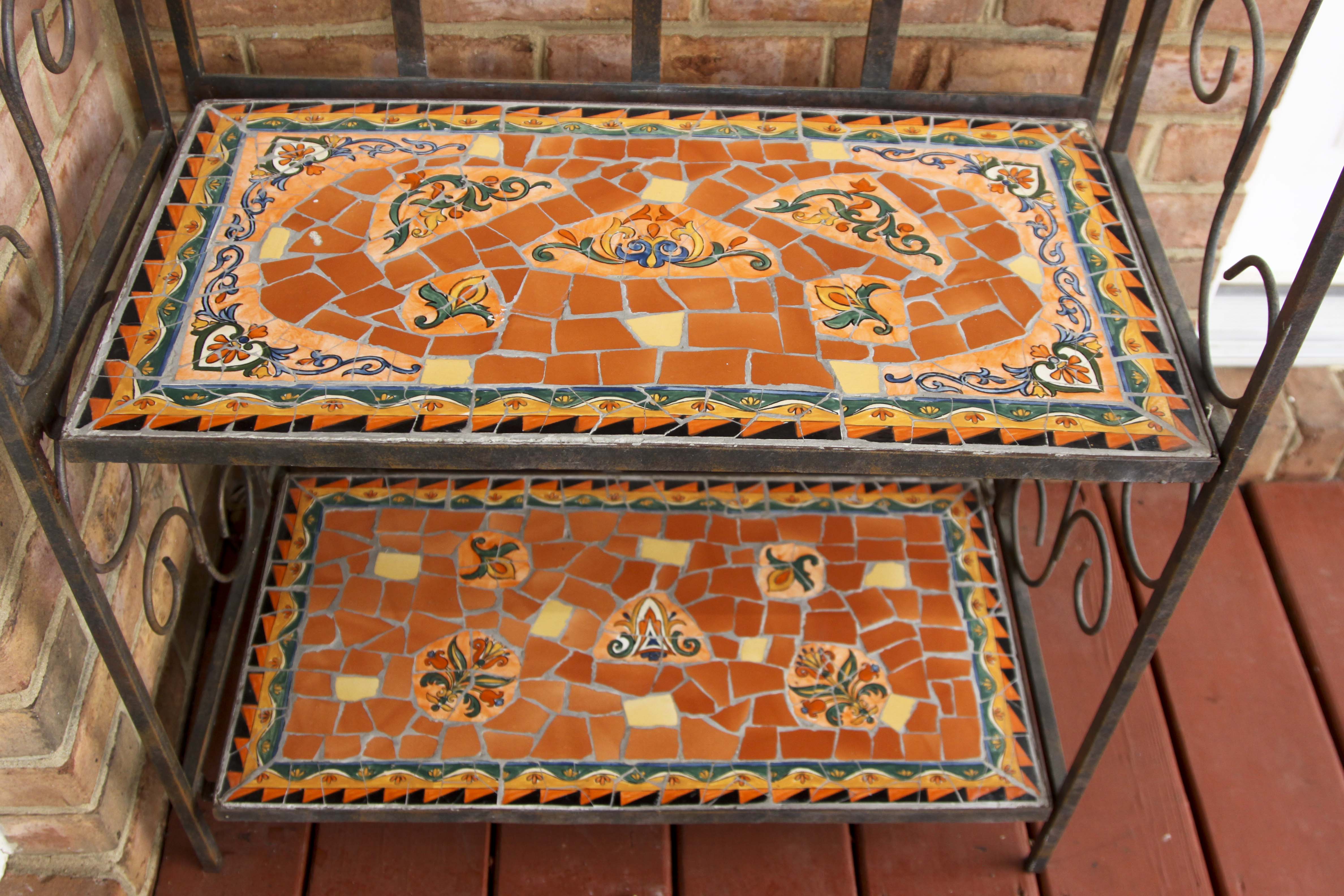 Folding Mosaic Tile Metal Shelf