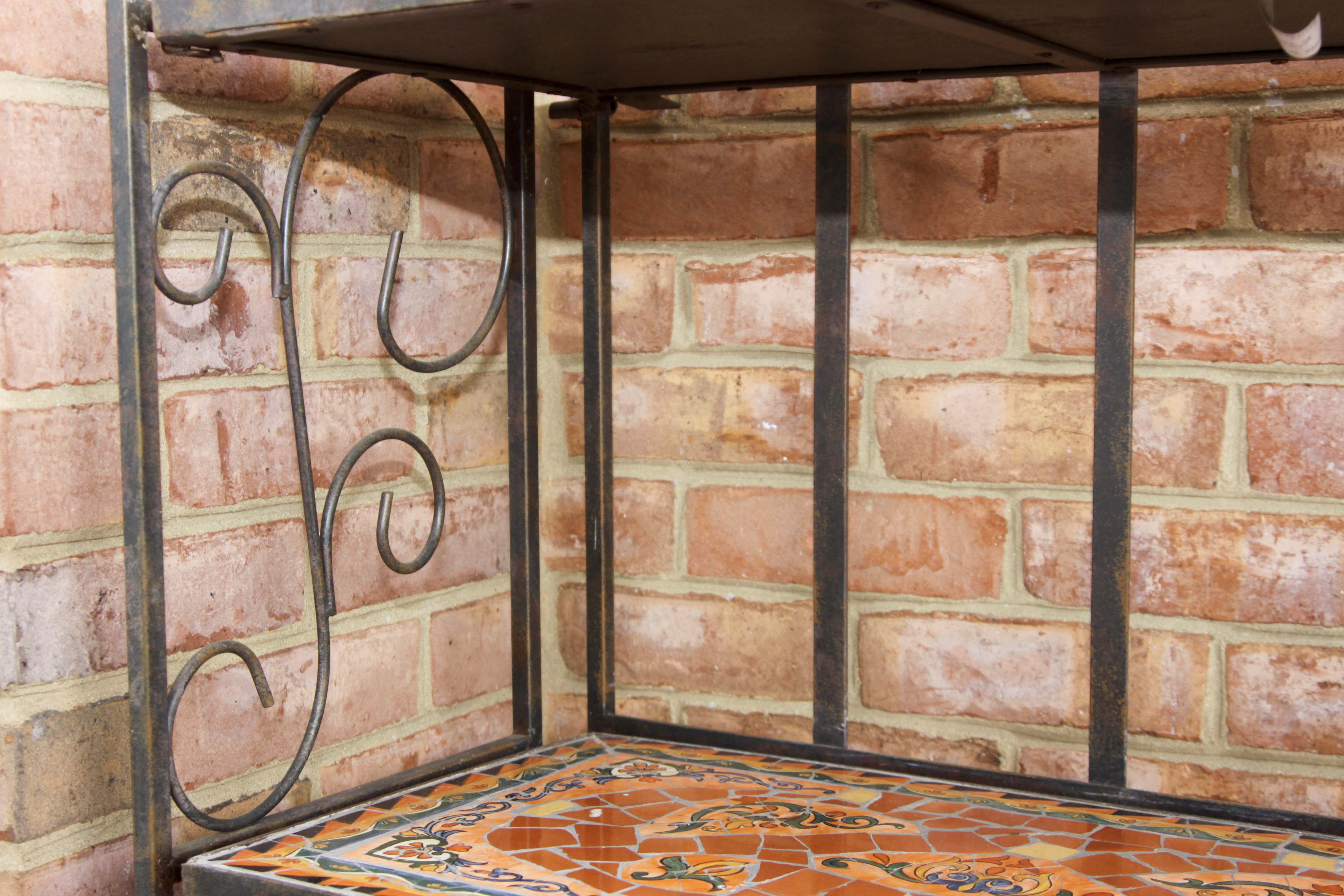 Folding Mosaic Tile Metal Shelf