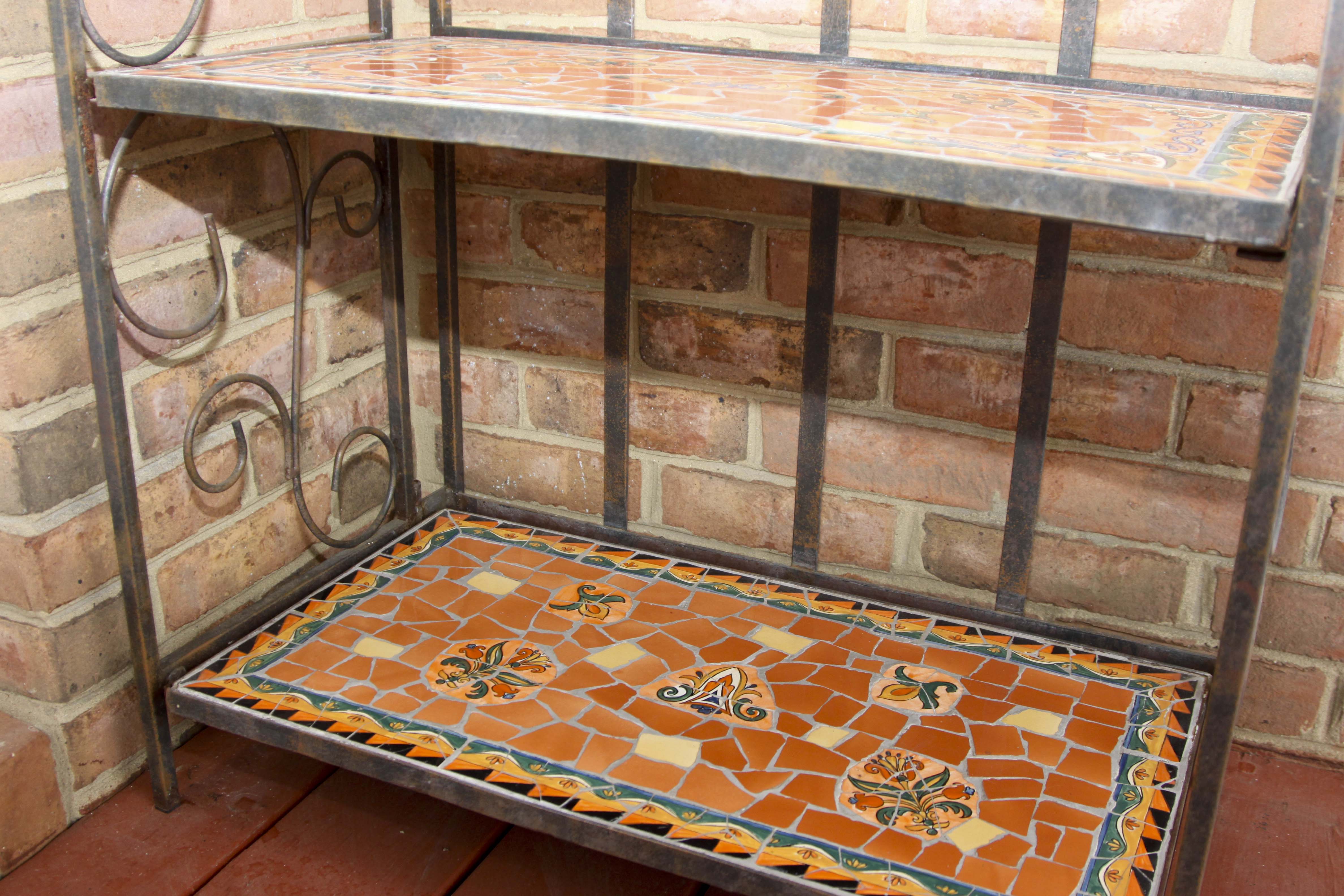 Folding Mosaic Tile Metal Shelf