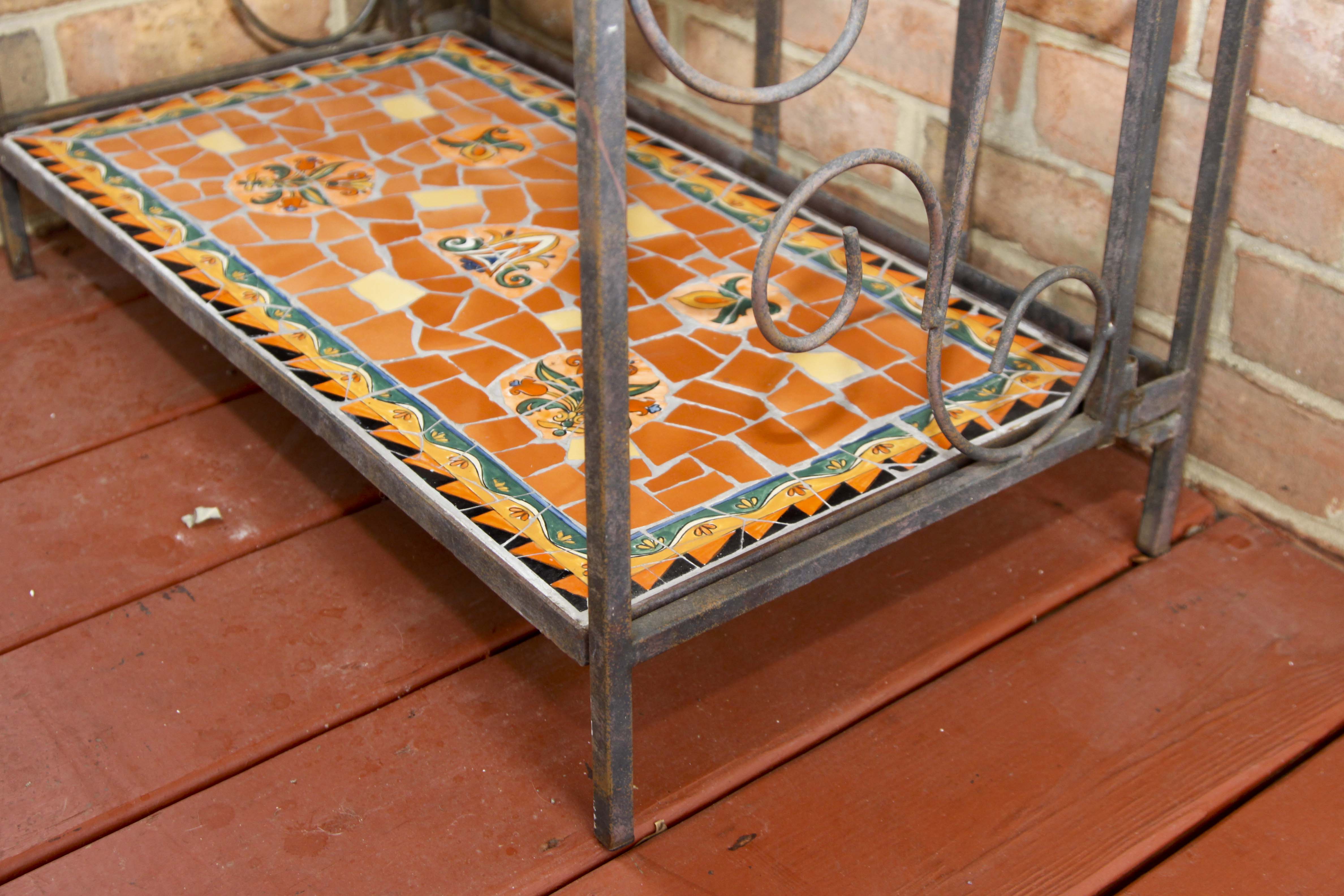 Folding Mosaic Tile Metal Shelf