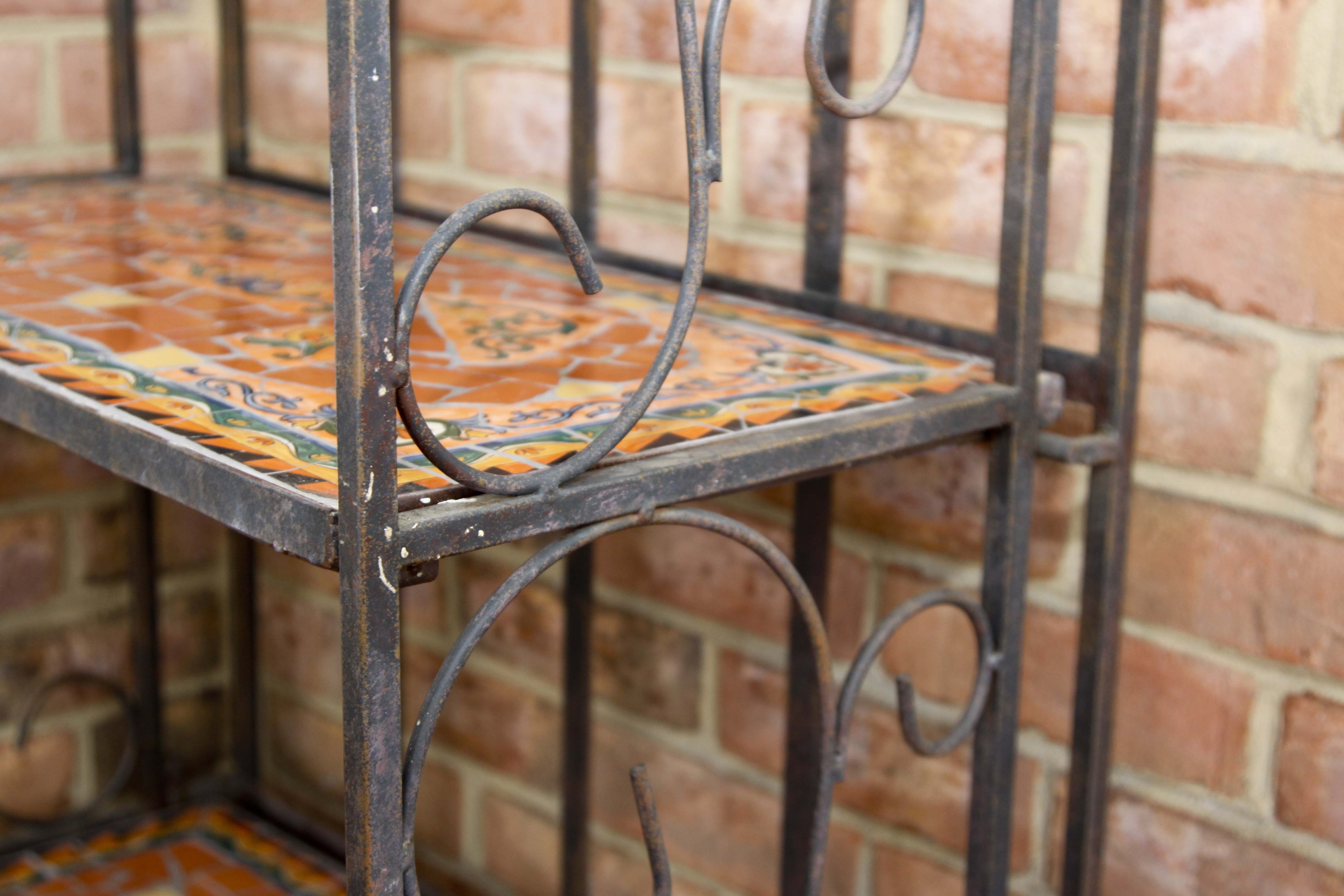 Folding Mosaic Tile Metal Shelf