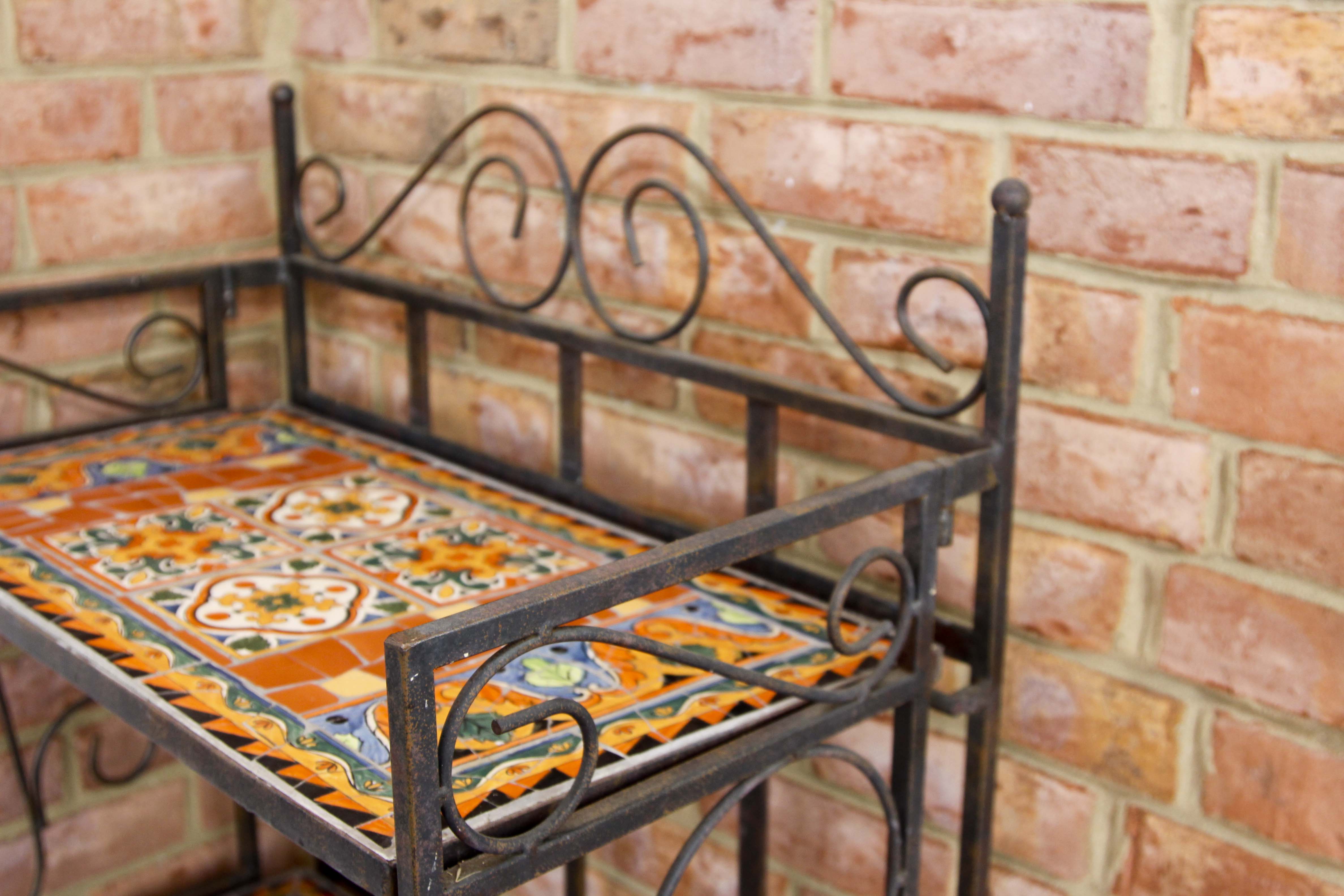 Folding Mosaic Tile Metal Shelf