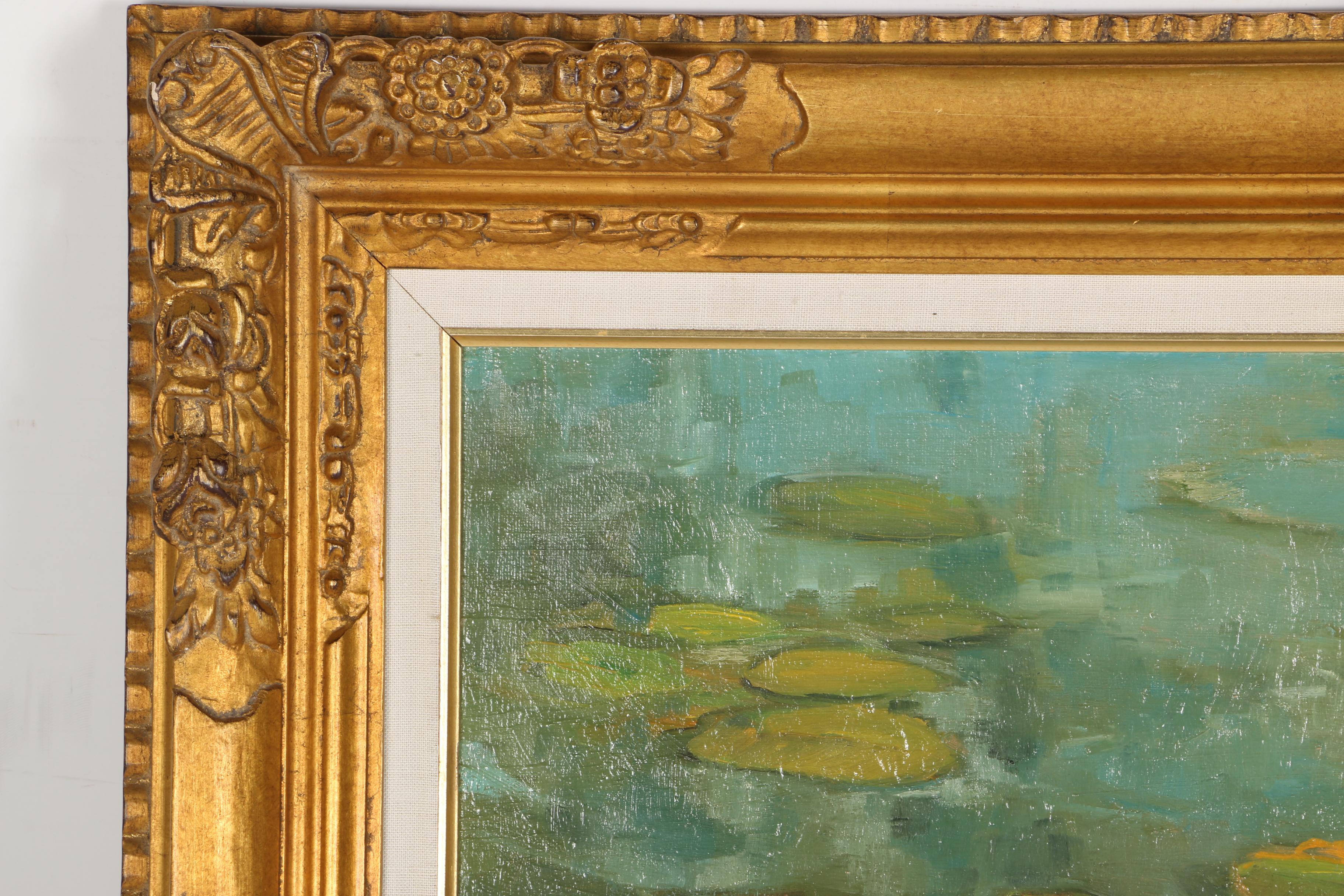 Karl Dempwolf Oil on Canvas Landscape of Water Lillies