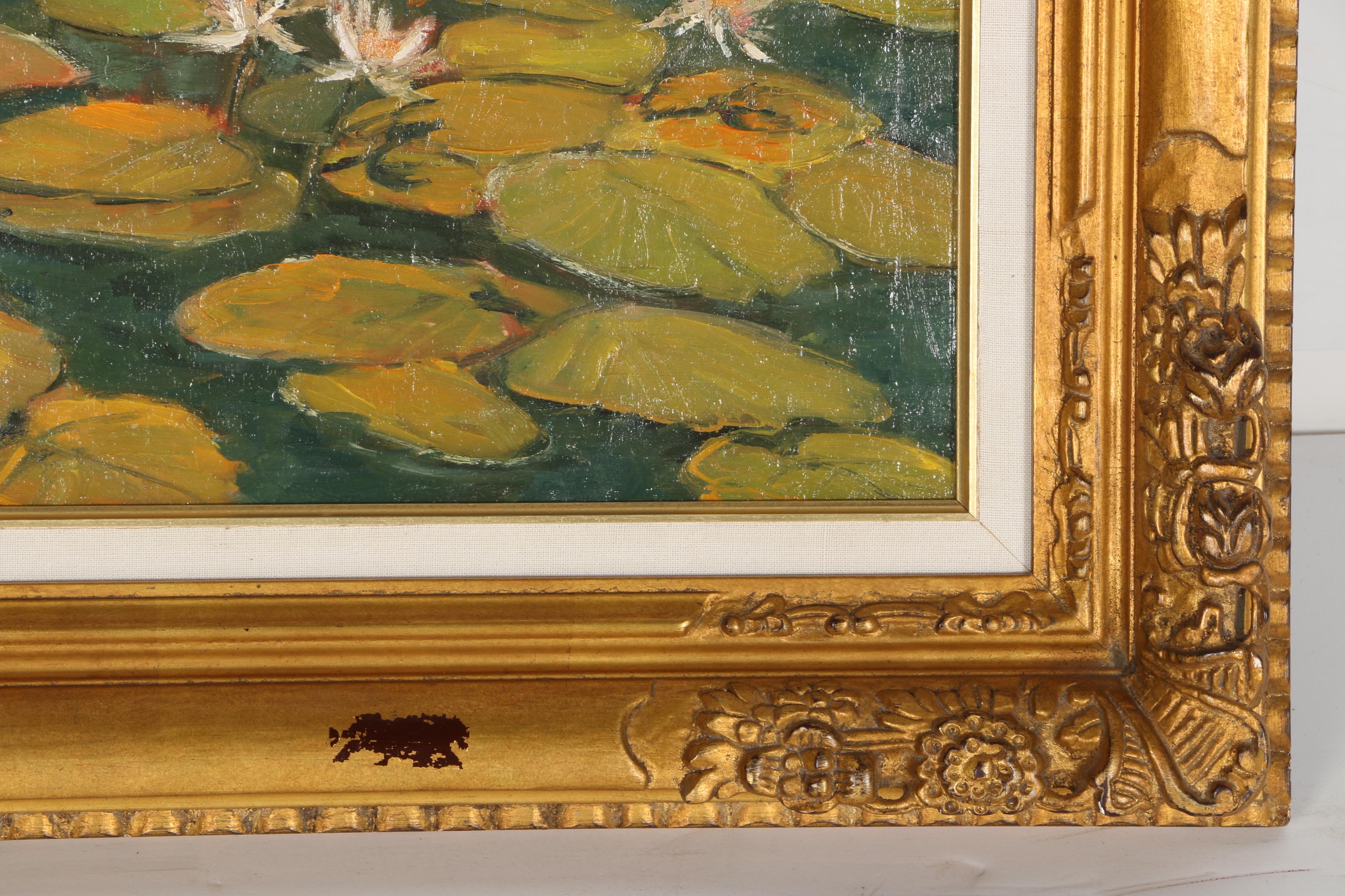 Karl Dempwolf Oil on Canvas Landscape of Water Lillies