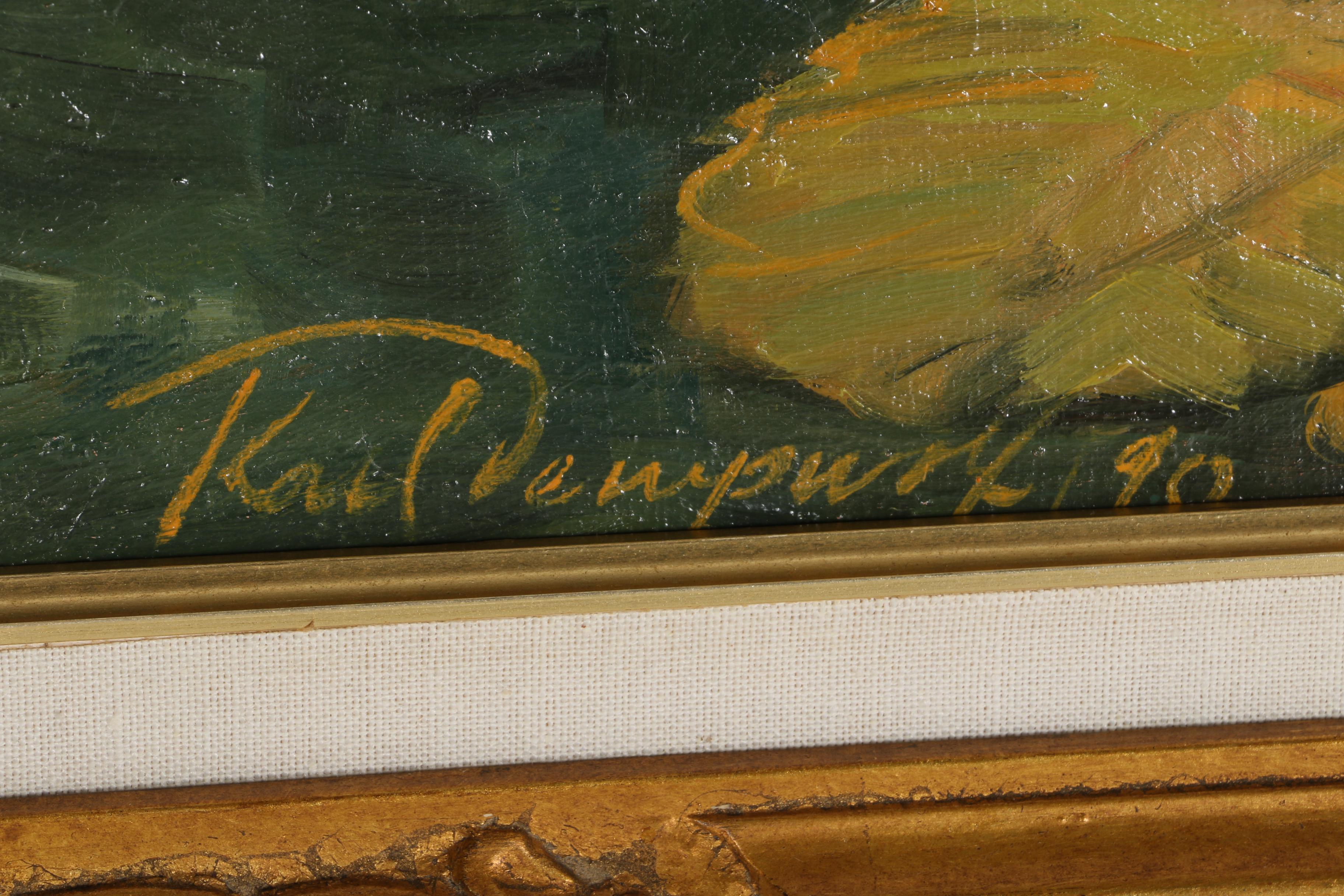 Karl Dempwolf Oil on Canvas Landscape of Water Lillies