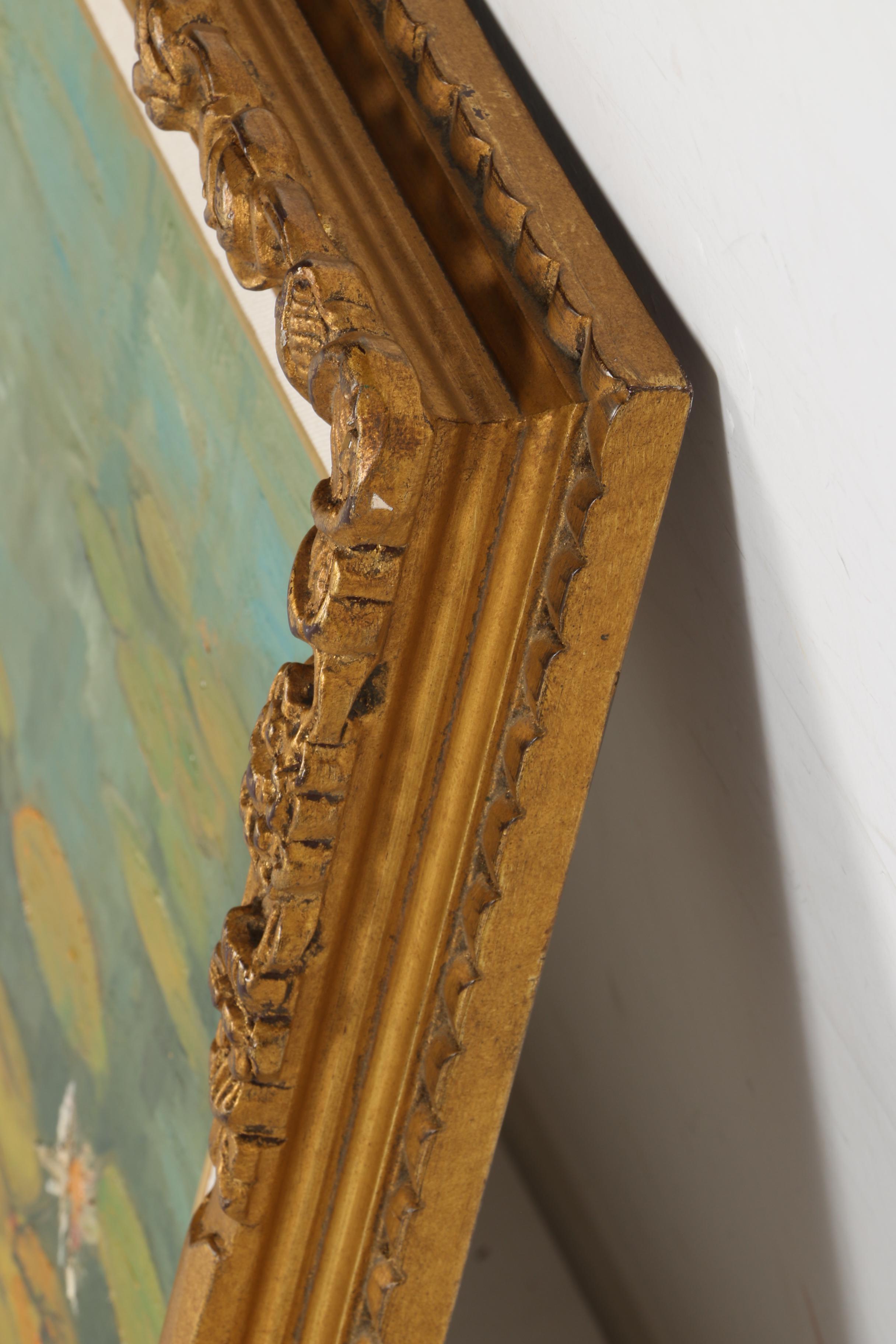 Karl Dempwolf Oil on Canvas Landscape of Water Lillies