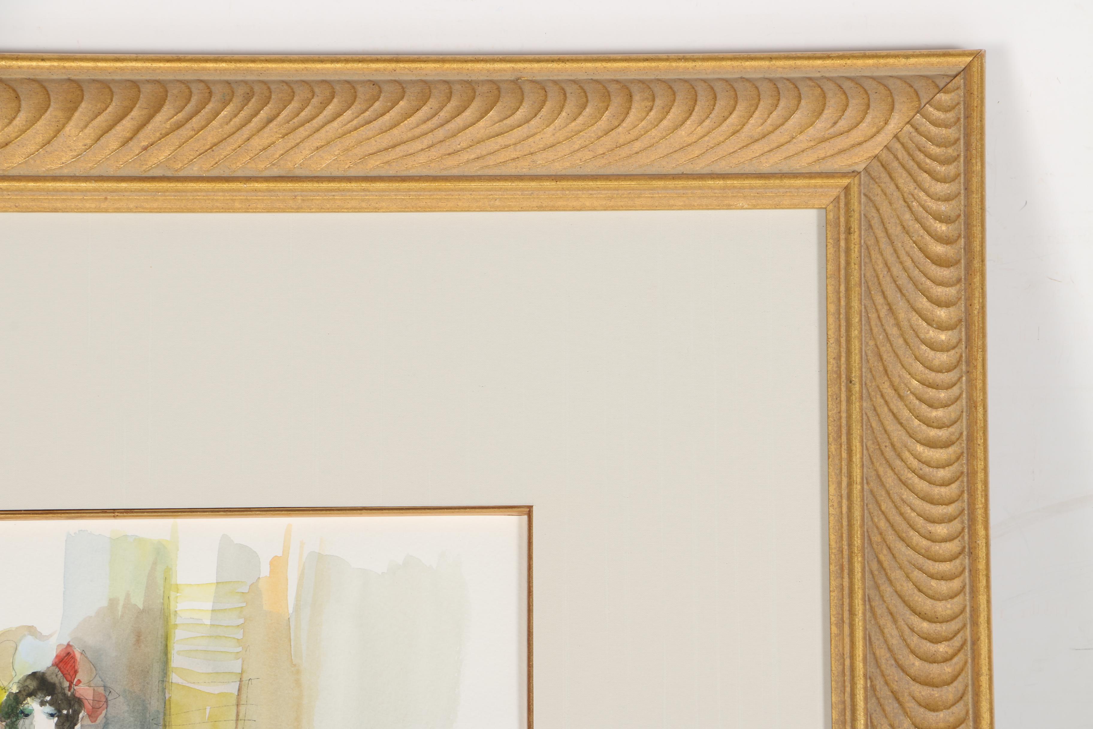 Itzchak Tarkay Watercolor Painting on Paper "Duet"