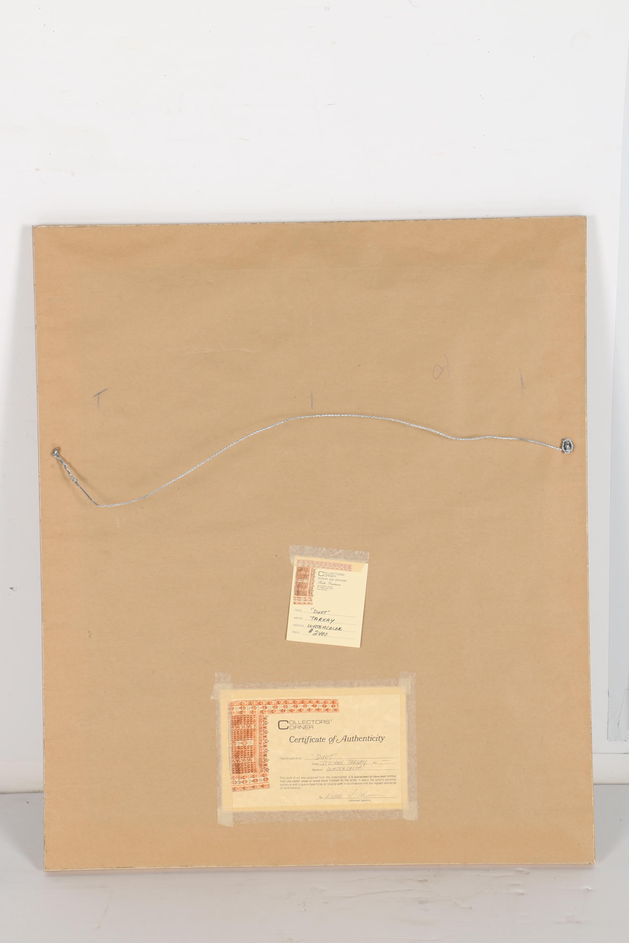 Itzchak Tarkay Watercolor Painting on Paper "Duet"