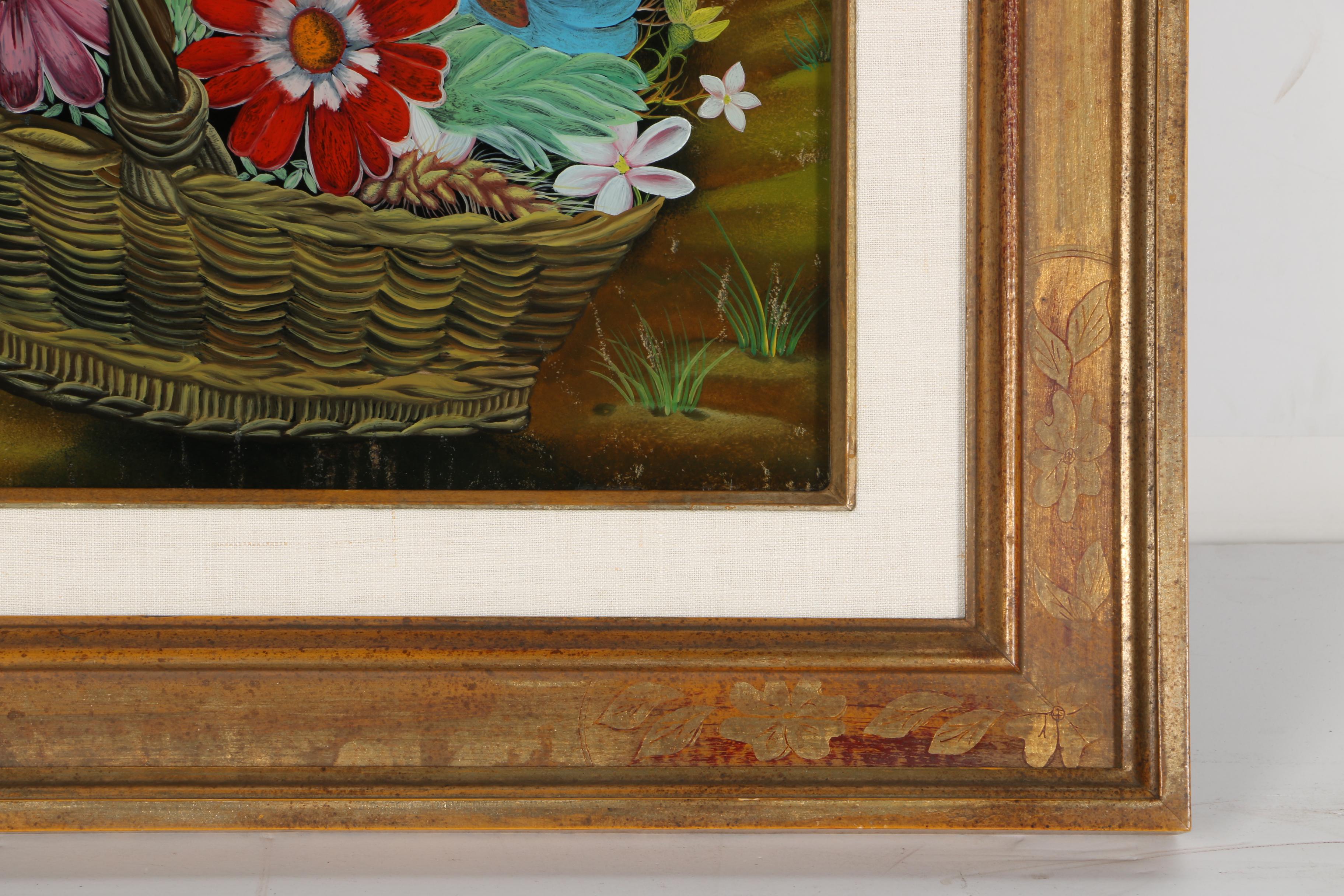 Tereza Dolnec Oil Painting on Glass of Flowers