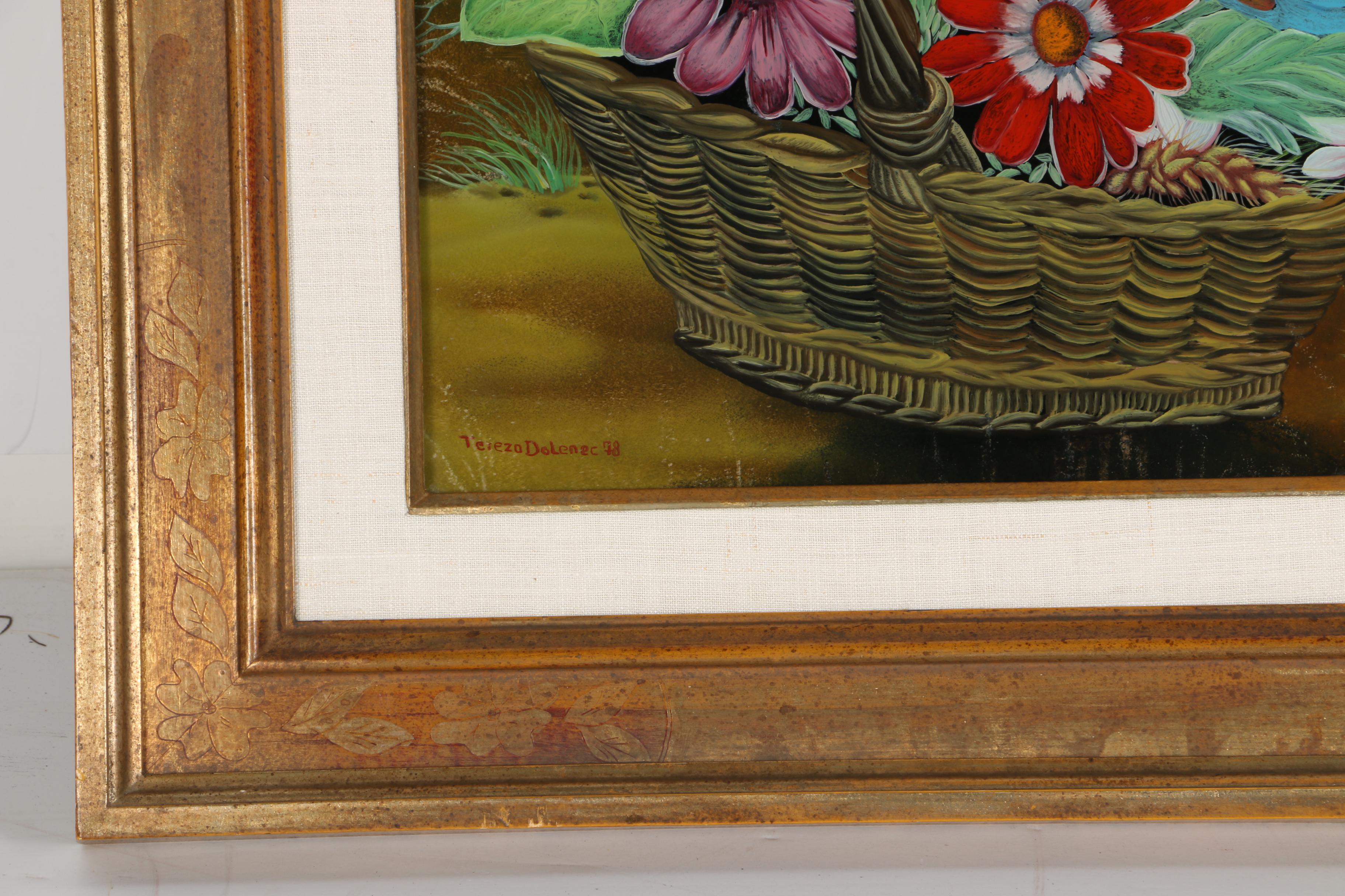 Tereza Dolnec Oil Painting on Glass of Flowers