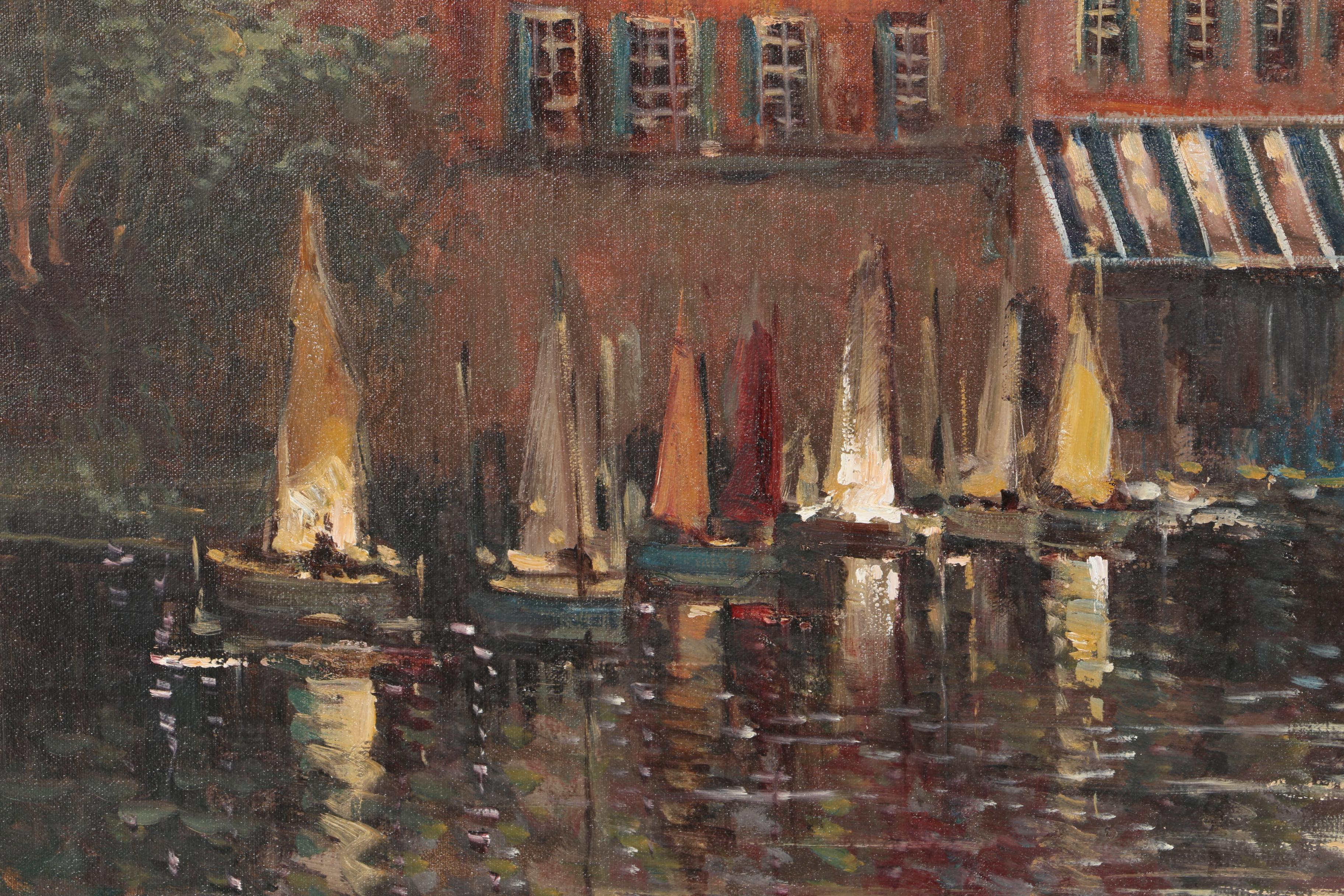 W. Eddie Oil Painting on Canvas of Waterfront