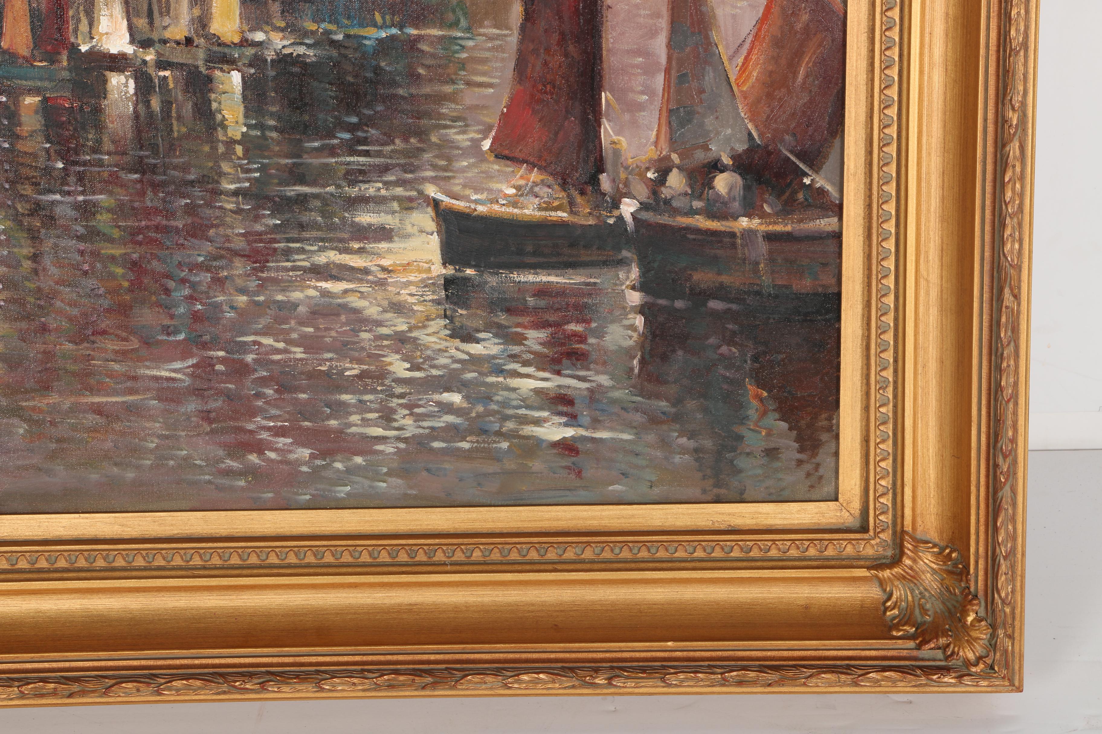 W. Eddie Oil Painting on Canvas of Waterfront