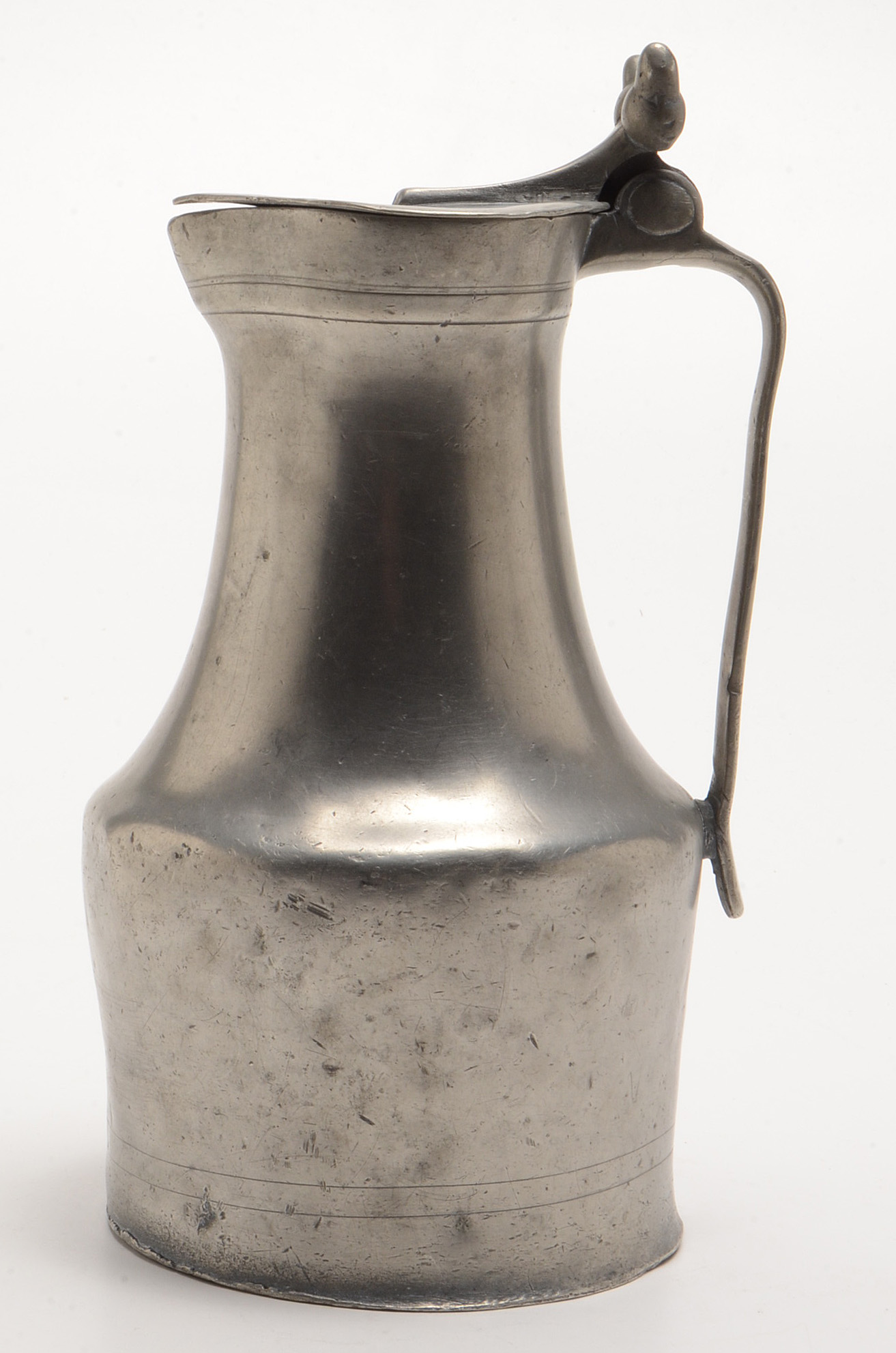 Early Pewter Candlesticks and Covered Pitcher