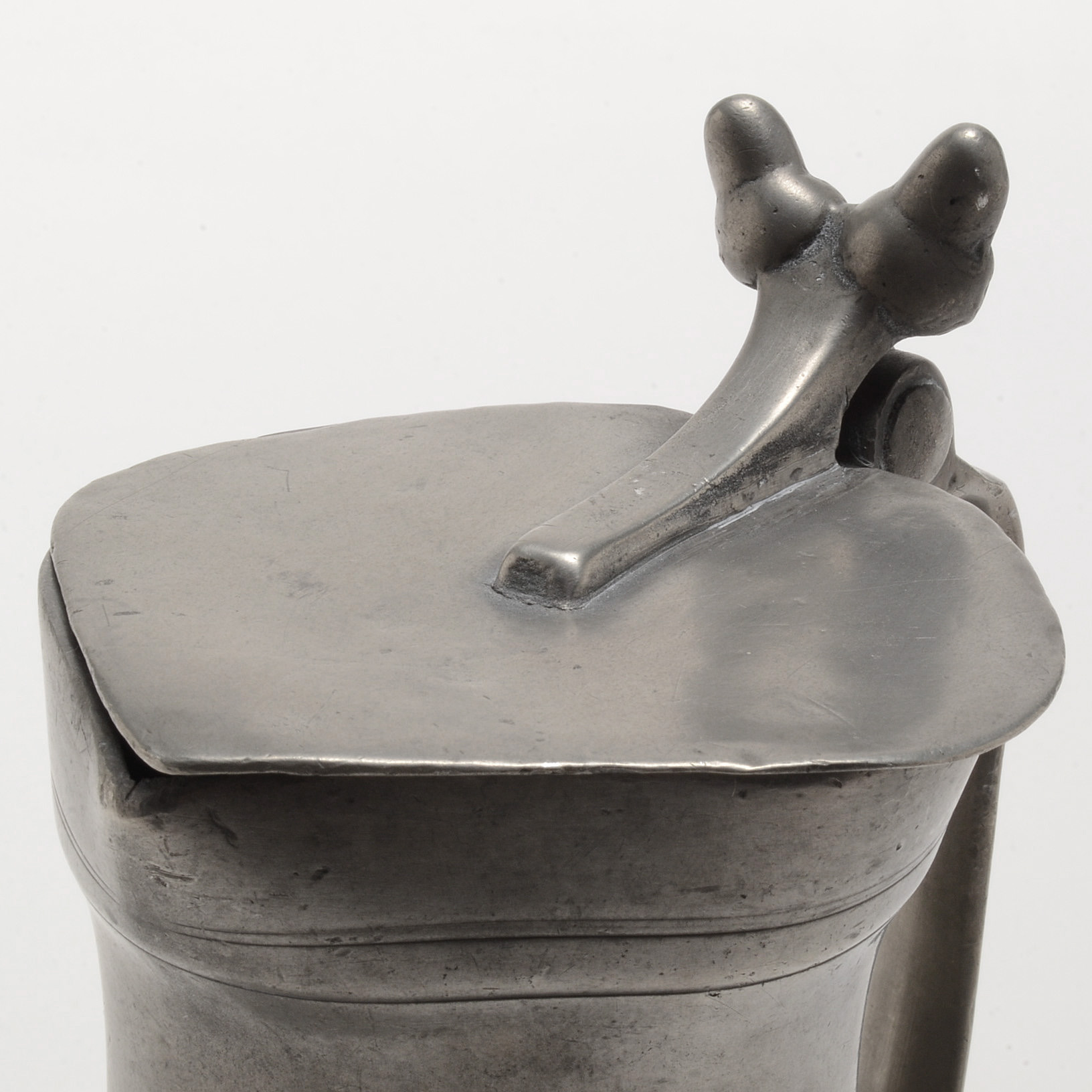 Early Pewter Candlesticks and Covered Pitcher