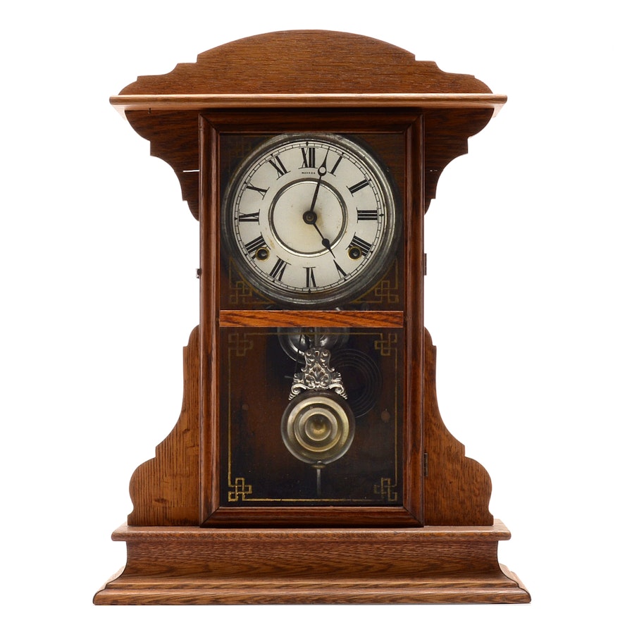 Vintage Oak Mantel Clock