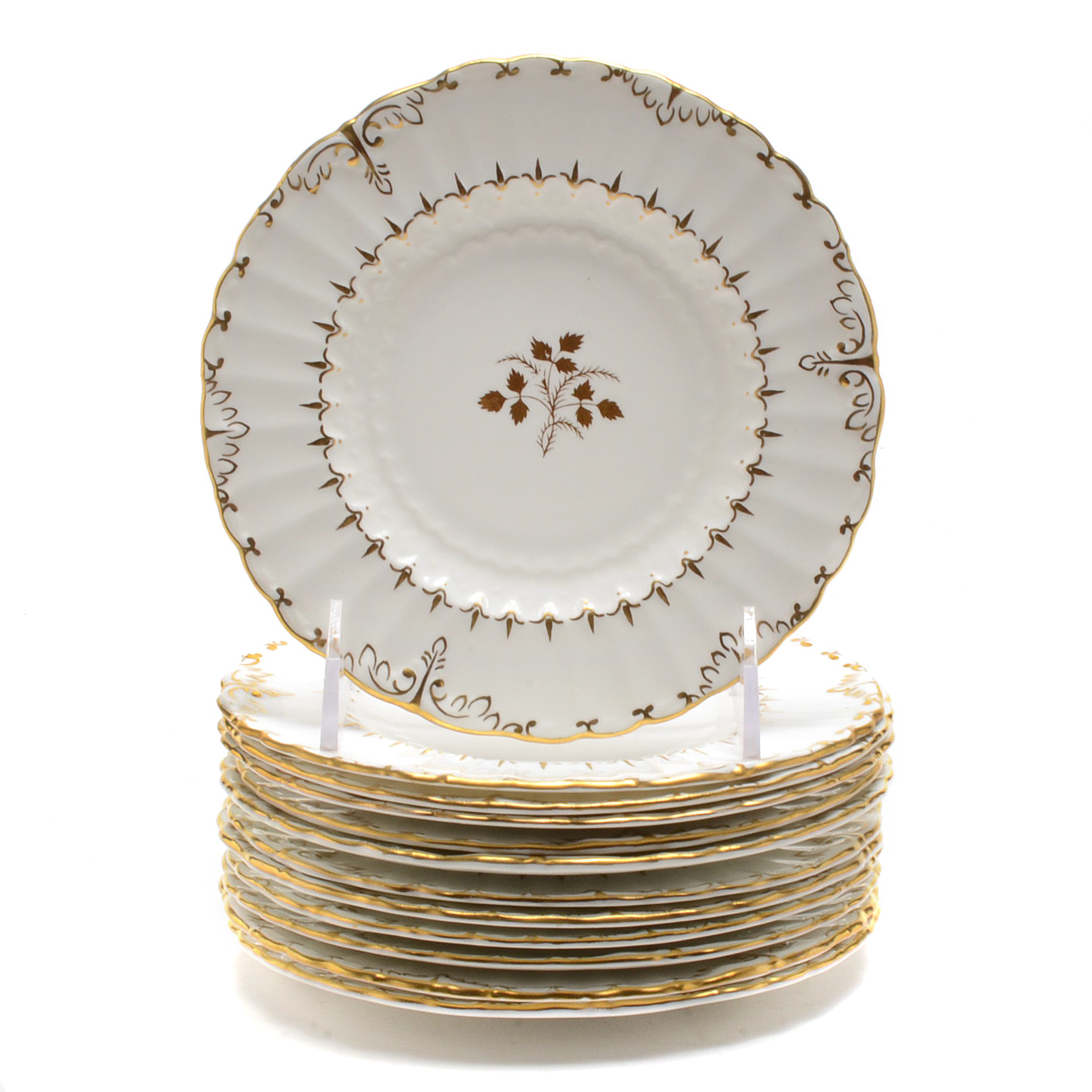 Twelve Royal Crown Derby "Elizabeth" Dessert Plates