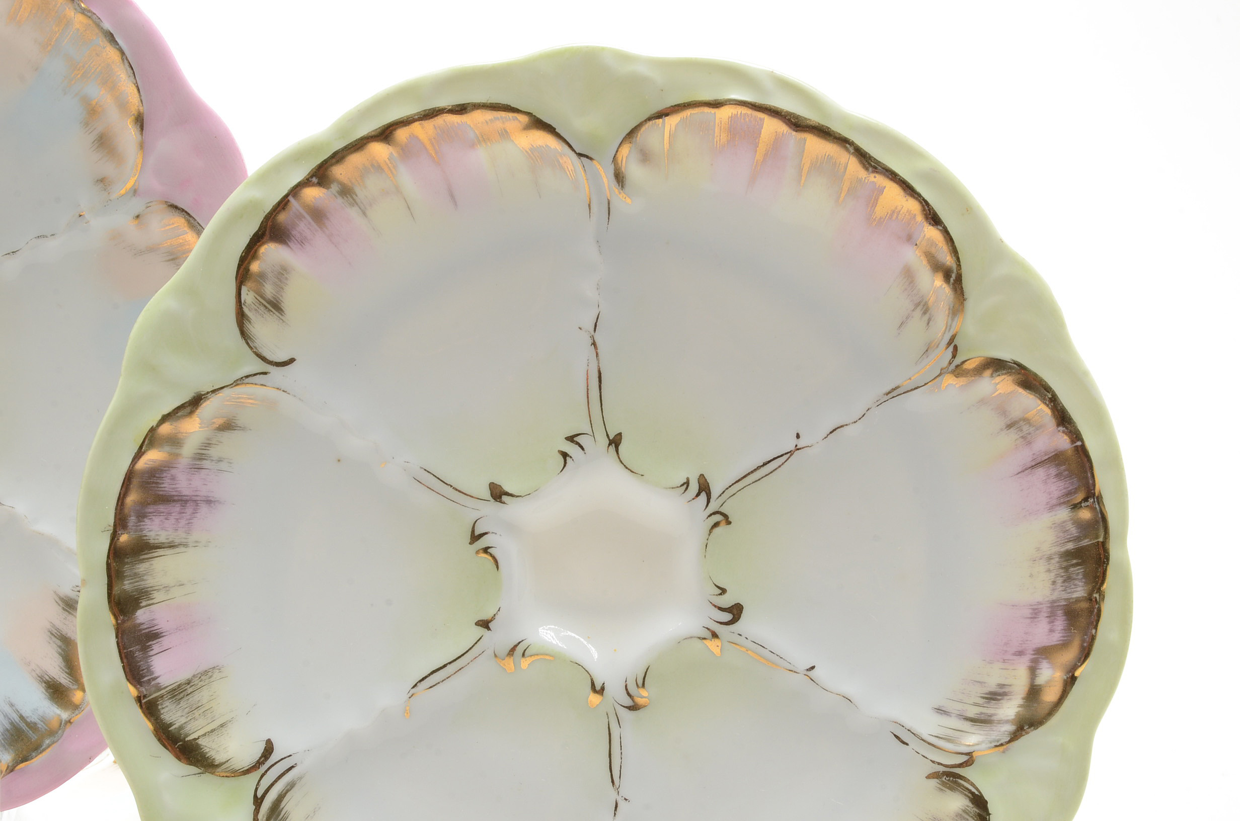 Five Vintage Lustreware Oyster Plates