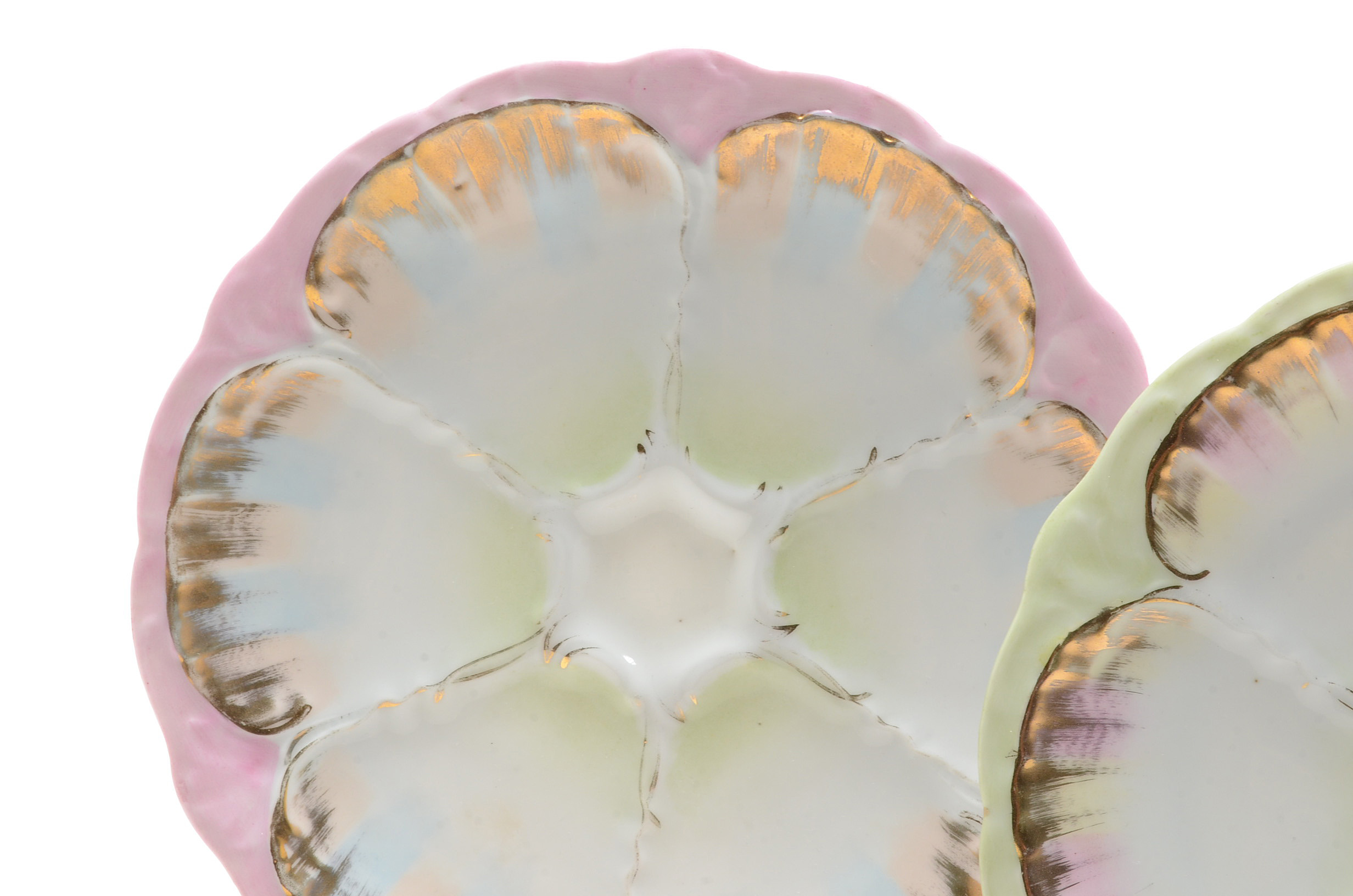 Five Vintage Lustreware Oyster Plates