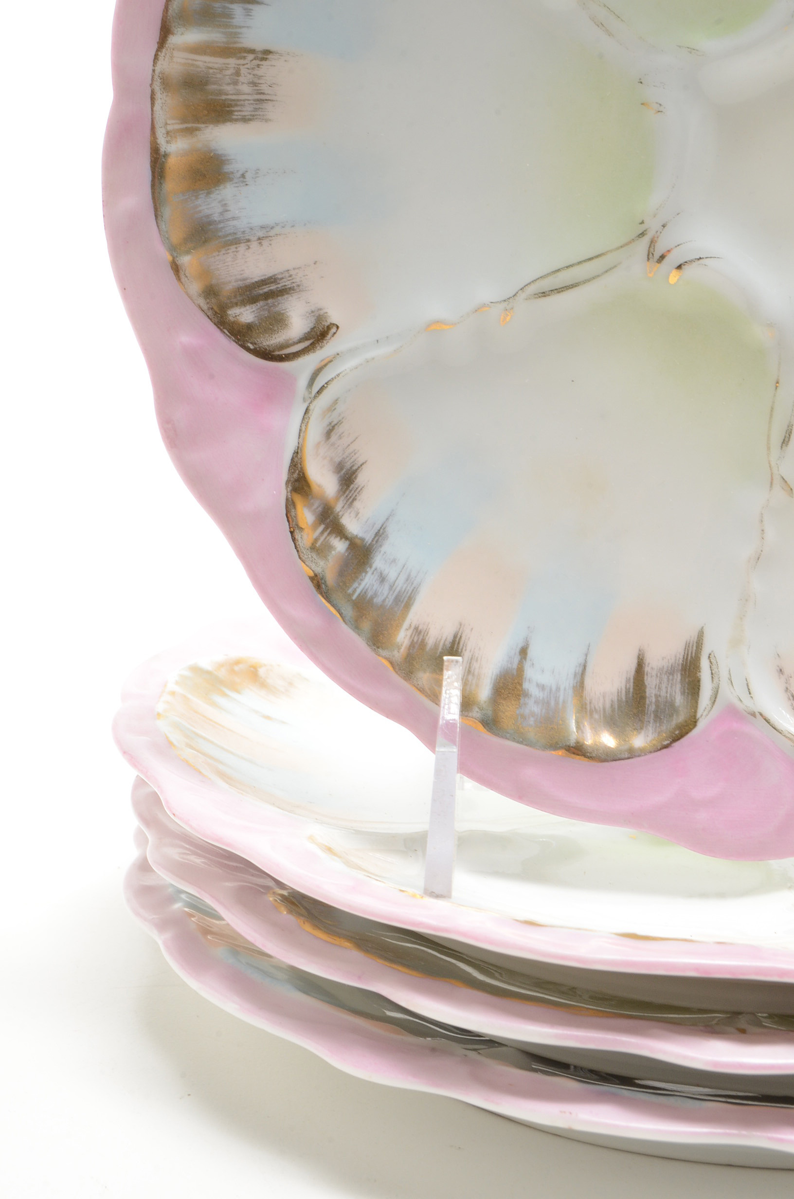 Five Vintage Lustreware Oyster Plates