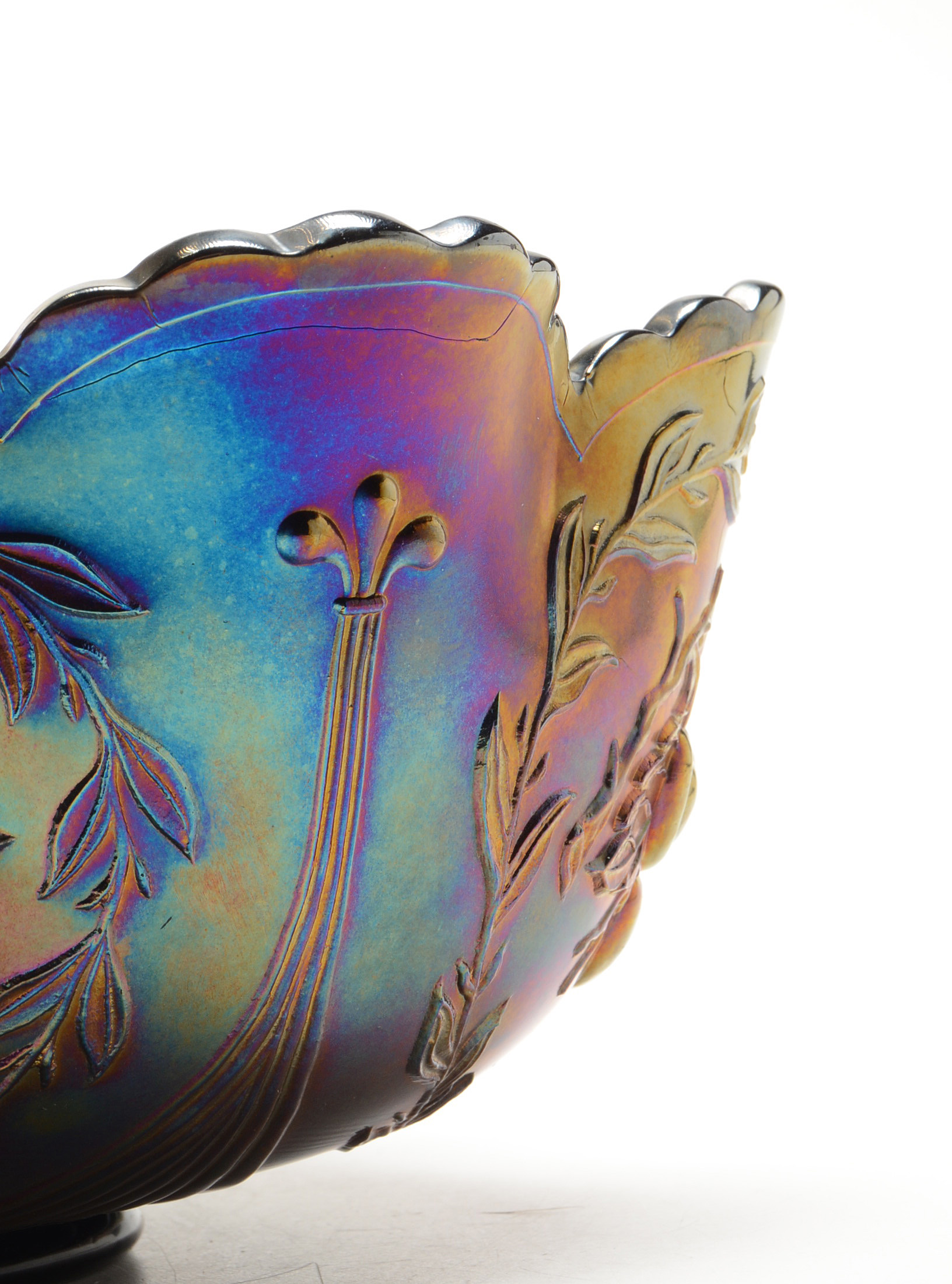 Early Carnival Glass Bowl with Cherries