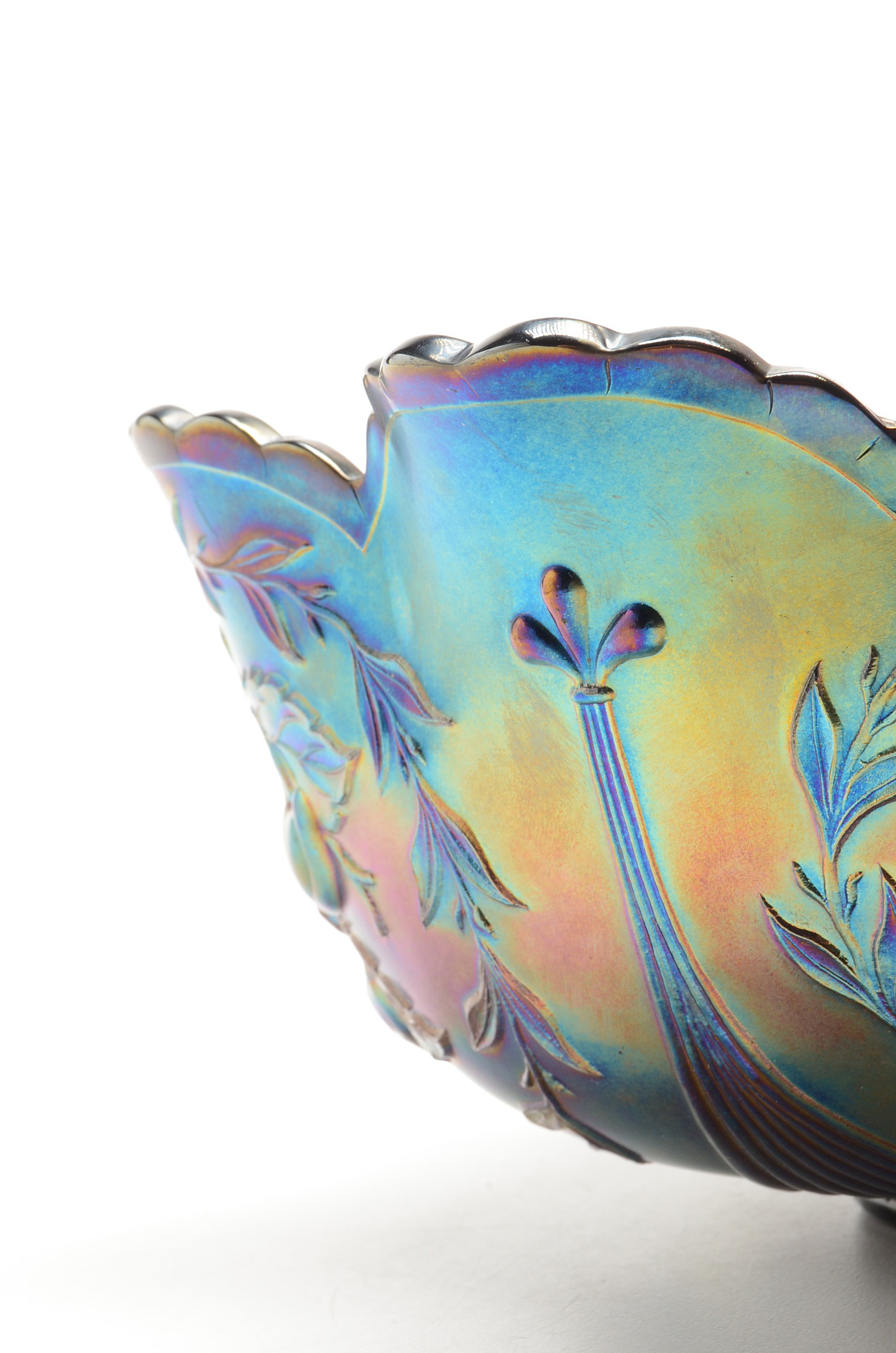 Early Carnival Glass Bowl with Cherries