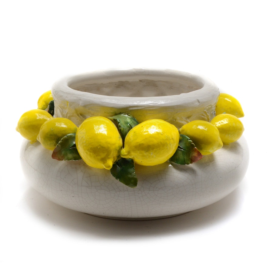 White Ceramic Bowl with Lemons